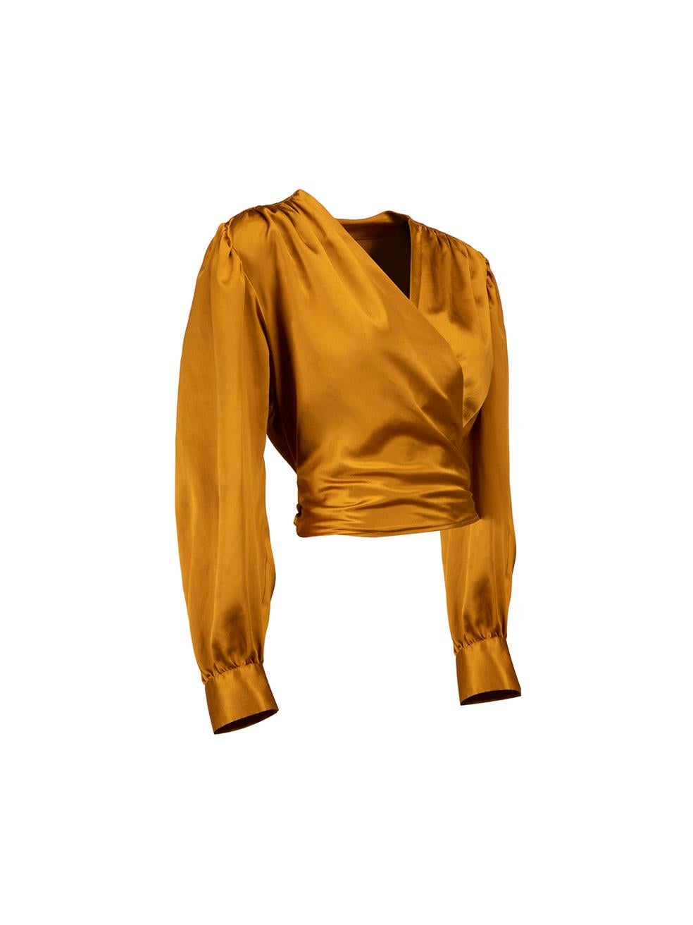 CONDITION is Good. Minor wear to blouse is evident. Light wear to the front, both sleeves and back with discoloured marks. There are also pulls to the weave at the neckline and the left-shoulder on this used Yves Saint Laurent designer resale item.