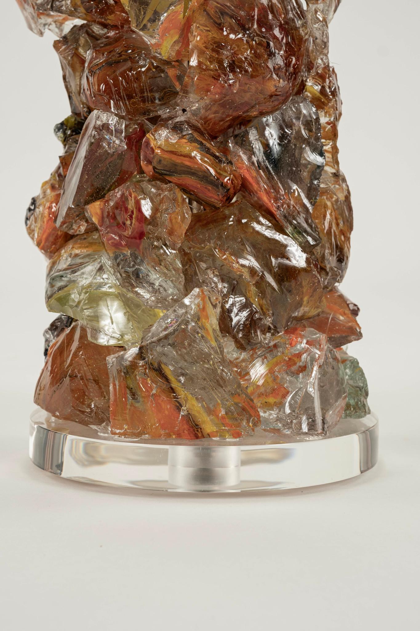 Vintage Orange Marmalade Rock Glass Candy Lamp In Good Condition In Houston, TX
