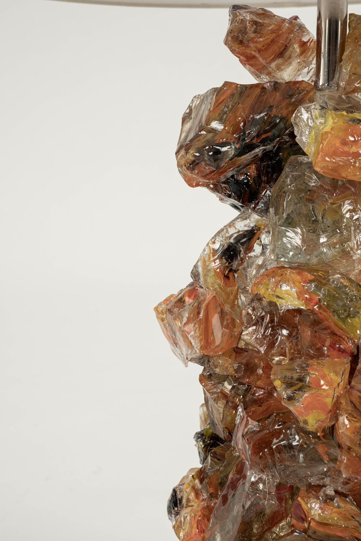 Late 20th Century Vintage Orange Marmalade Rock Glass Candy Lamp