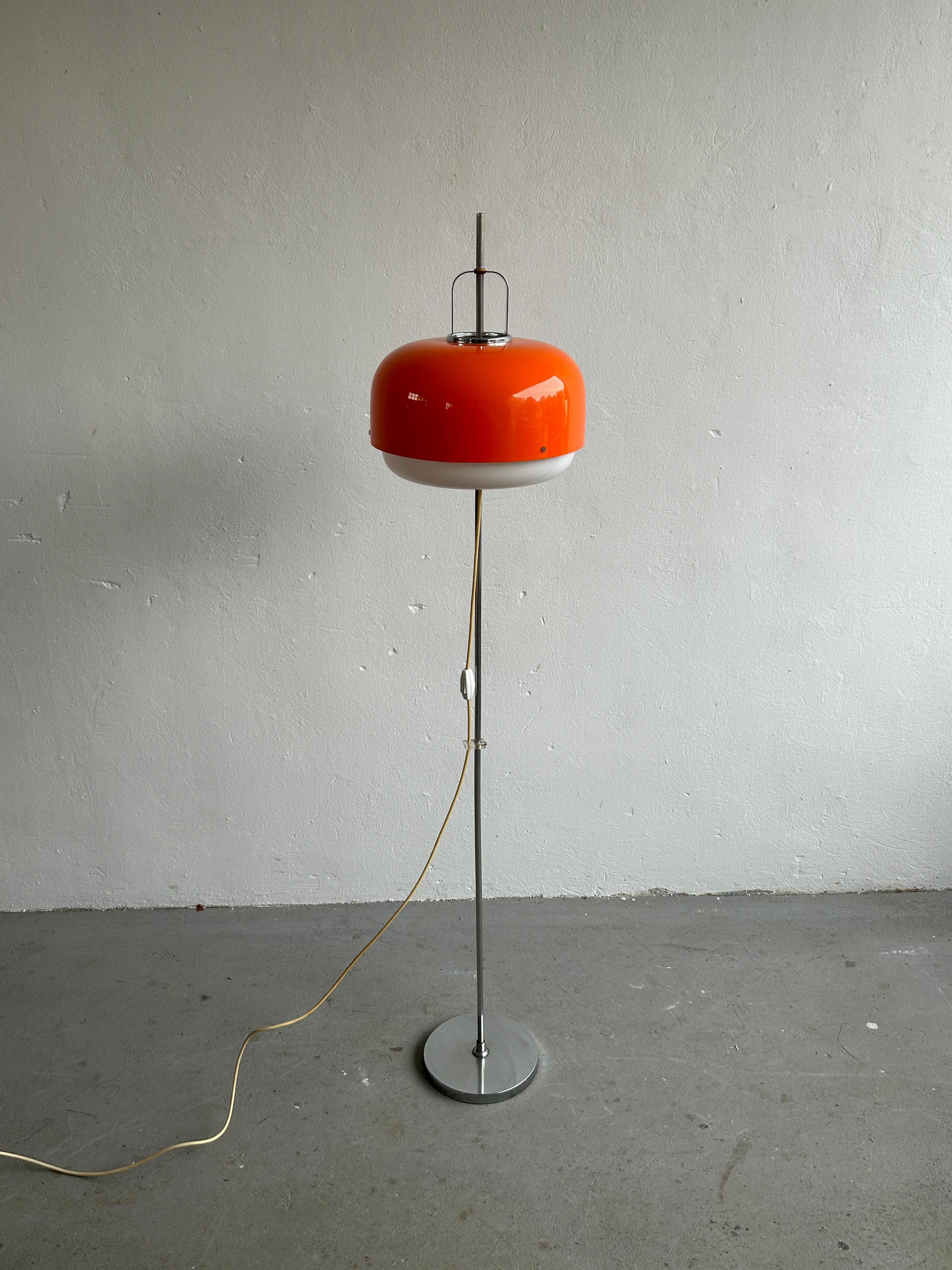 Slovenian Vintage Orange 'Medusa' Mid Century Floor Lamp, Meblo for Harvey Guzzini, 1970s