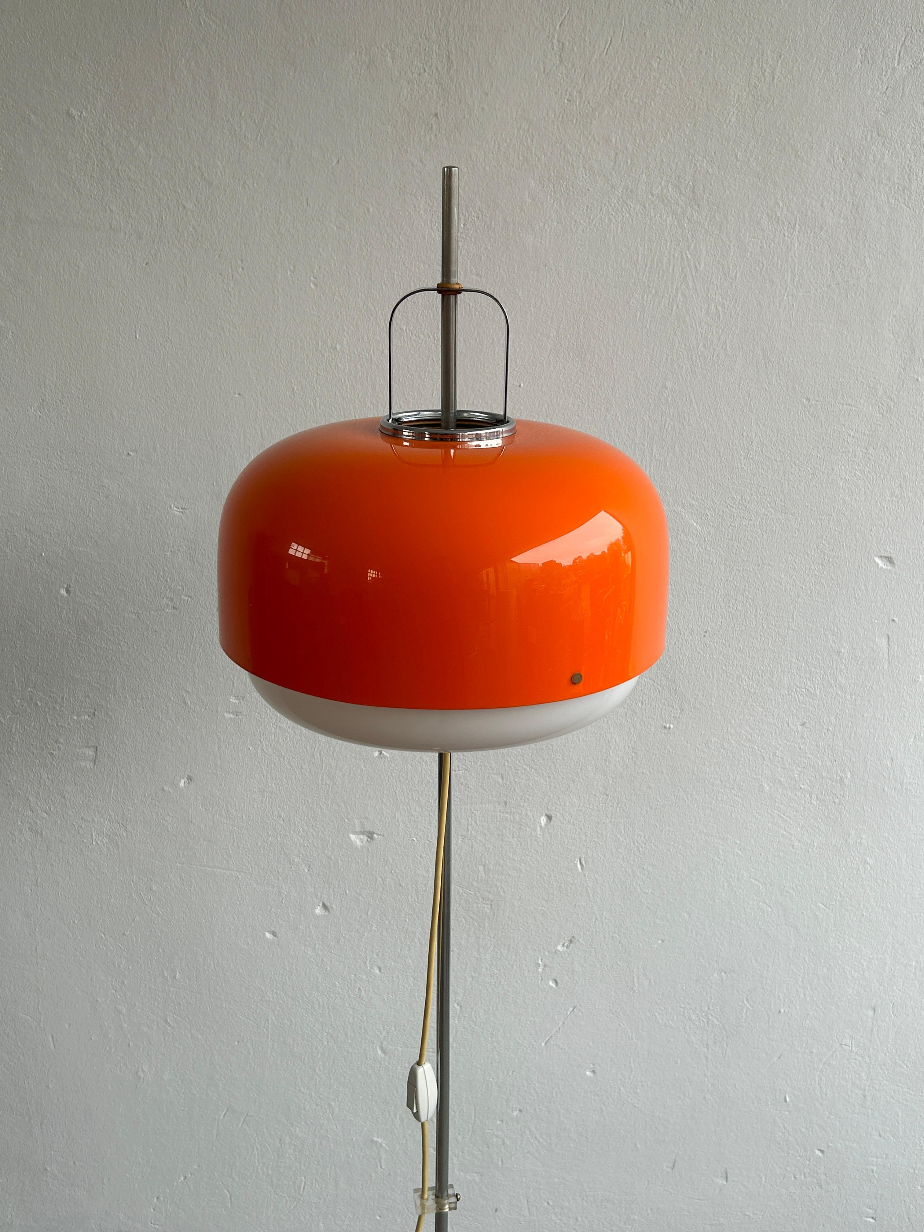 Metal Vintage Orange 'Medusa' Mid Century Floor Lamp, Meblo for Harvey Guzzini, 1970s