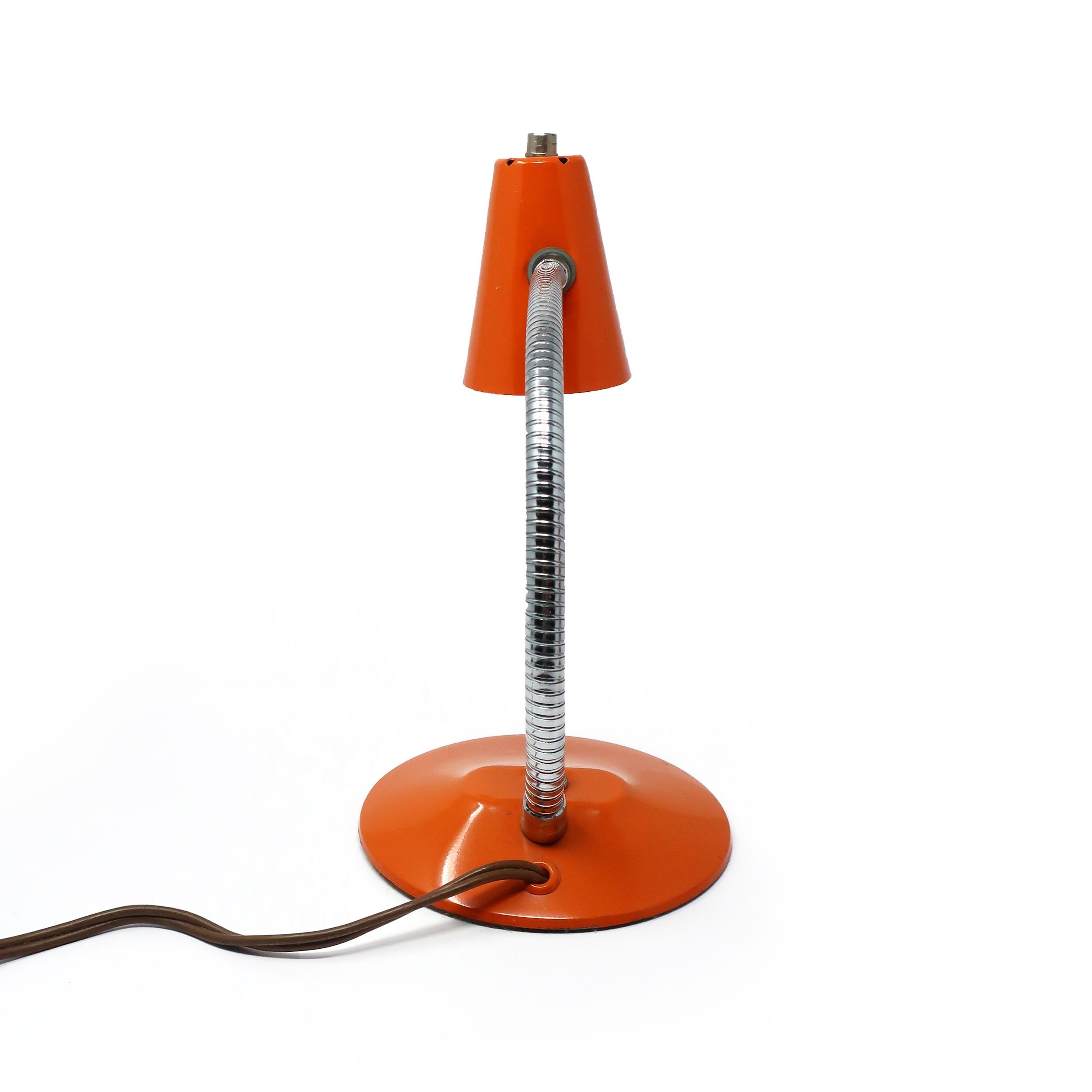 Vintage Orange Metal Gooseneck Desk Lamp 1