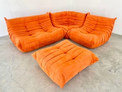 Vintage Orange Microsuede Togo Set by Ligne Roset