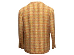 Vintage Orange & Multicolor Chanel Boutique Wool Plaid Jacket