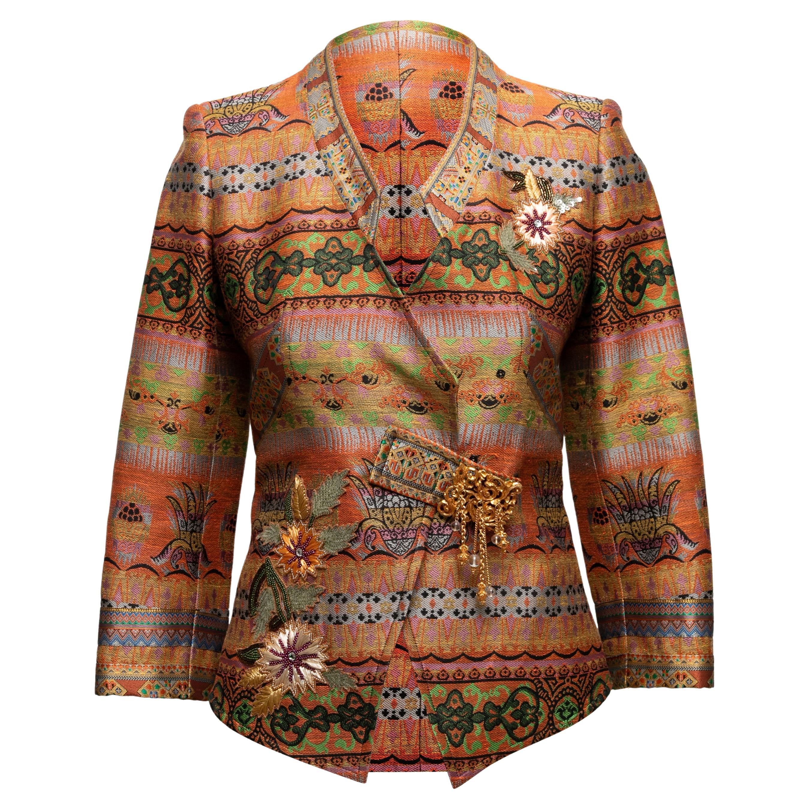 vintage-orange-and-multicolor-christian-lacroix-jacquard-embellished