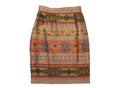 Vintage Orange & Multicolor Christian Lacroix Jacquard Skirt Size FR 34