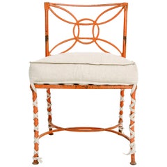 Vintage Orange Painted Iron Occasional Chair