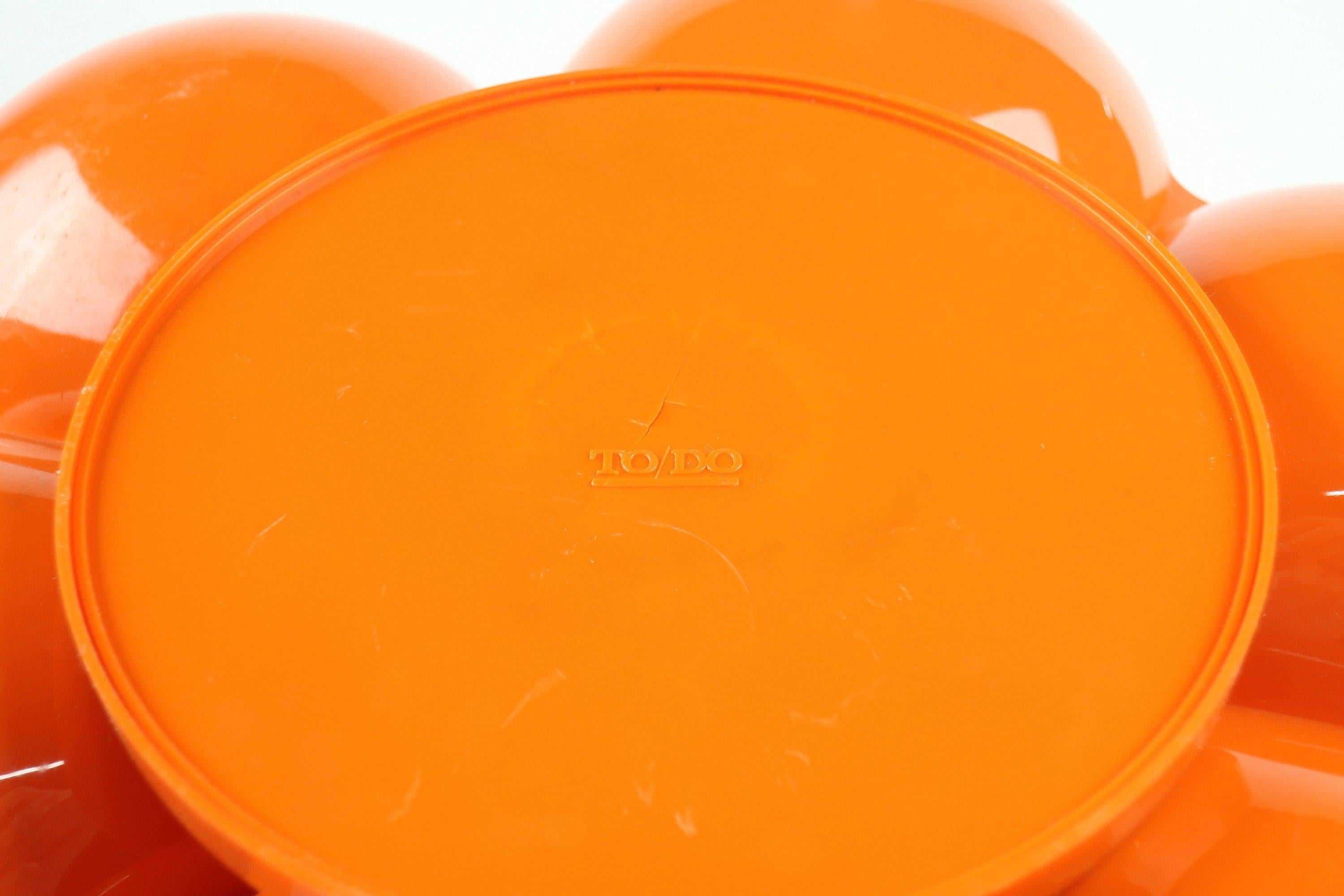 Vintage Orange Rotating Flower Snack Server In Good Condition In Brooklyn, NY