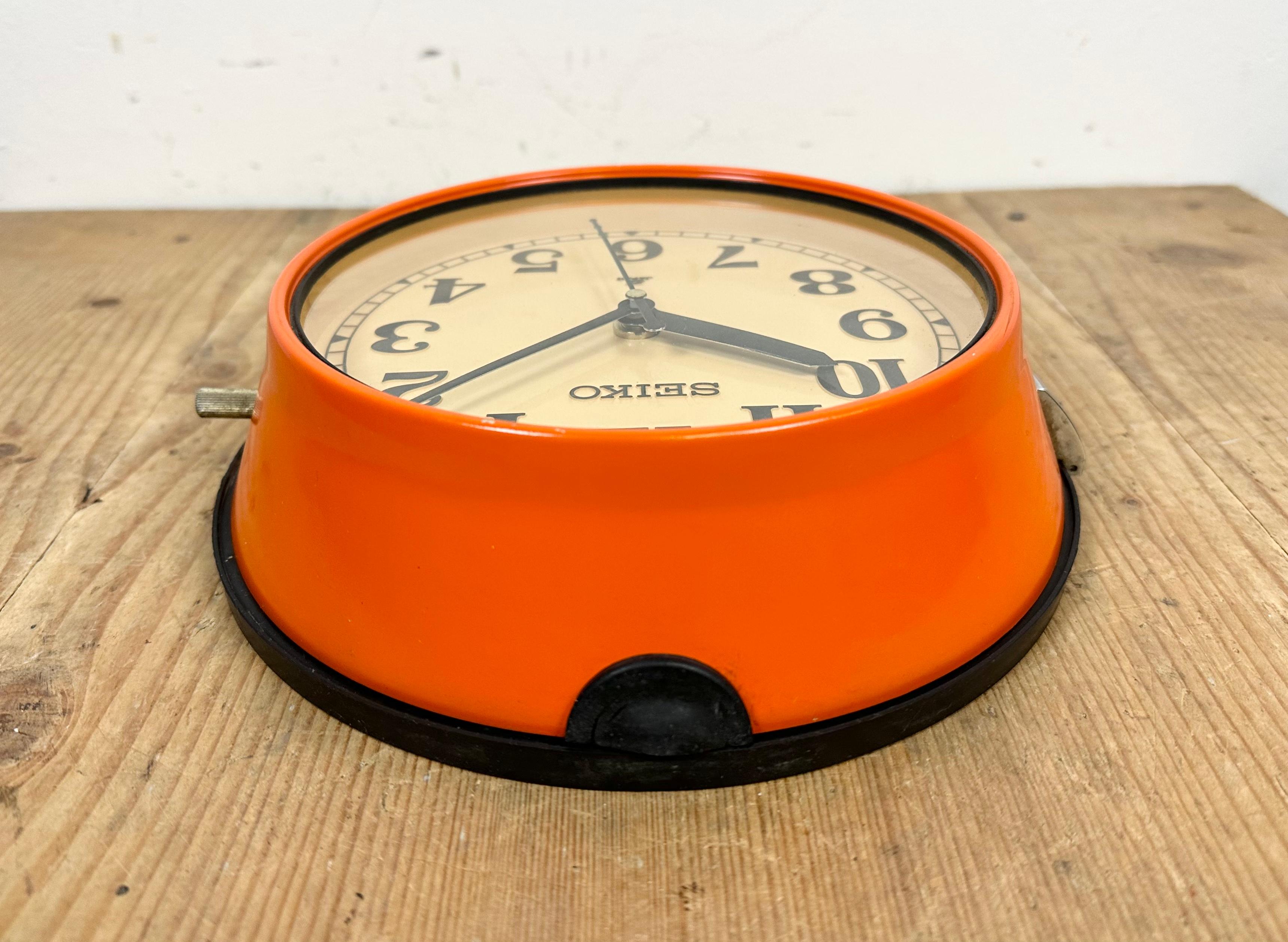 Vintage Orange Seiko Navy Wall Clock, 1970s For Sale 3
