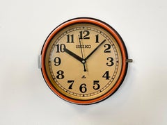 Vintage Orange Seiko Navy Wall Clock, 1970s