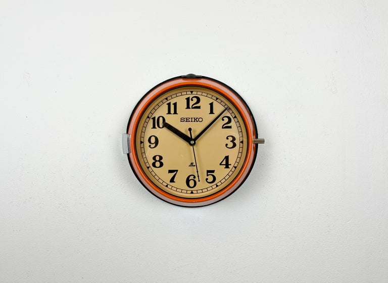 Reloj de Pared Seiko Navy Vintage Naranja Anos 70