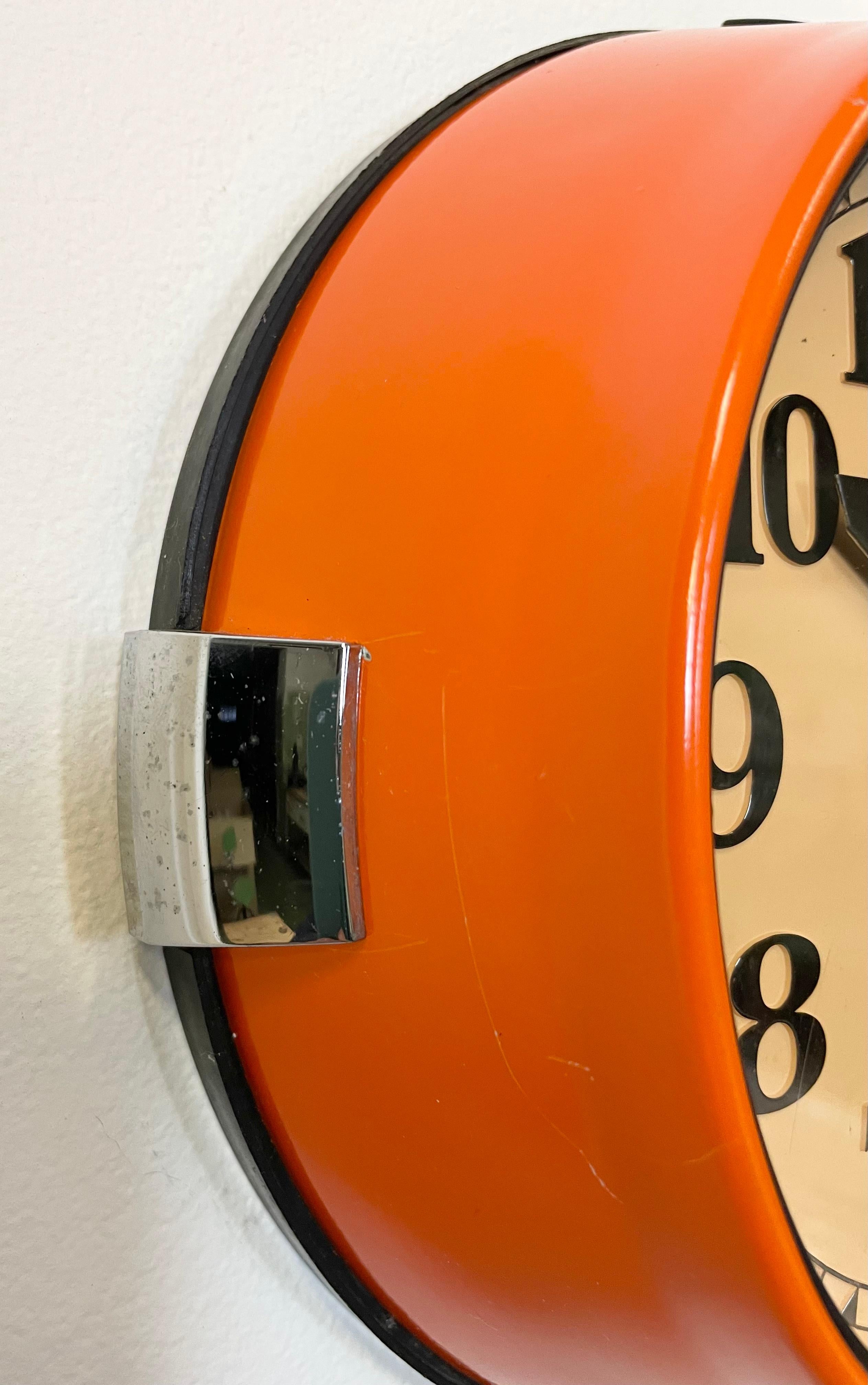 Vintage Orange Seiko Navy Wall Clock, 1970s In Good Condition In Kojetice, CZ