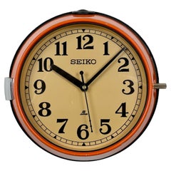 Retro Orange Seiko Navy Wall Clock, 1970s