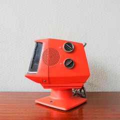 Vintage Orange Sharp 5P 12G Portable Cube TV Space Age, 1970s