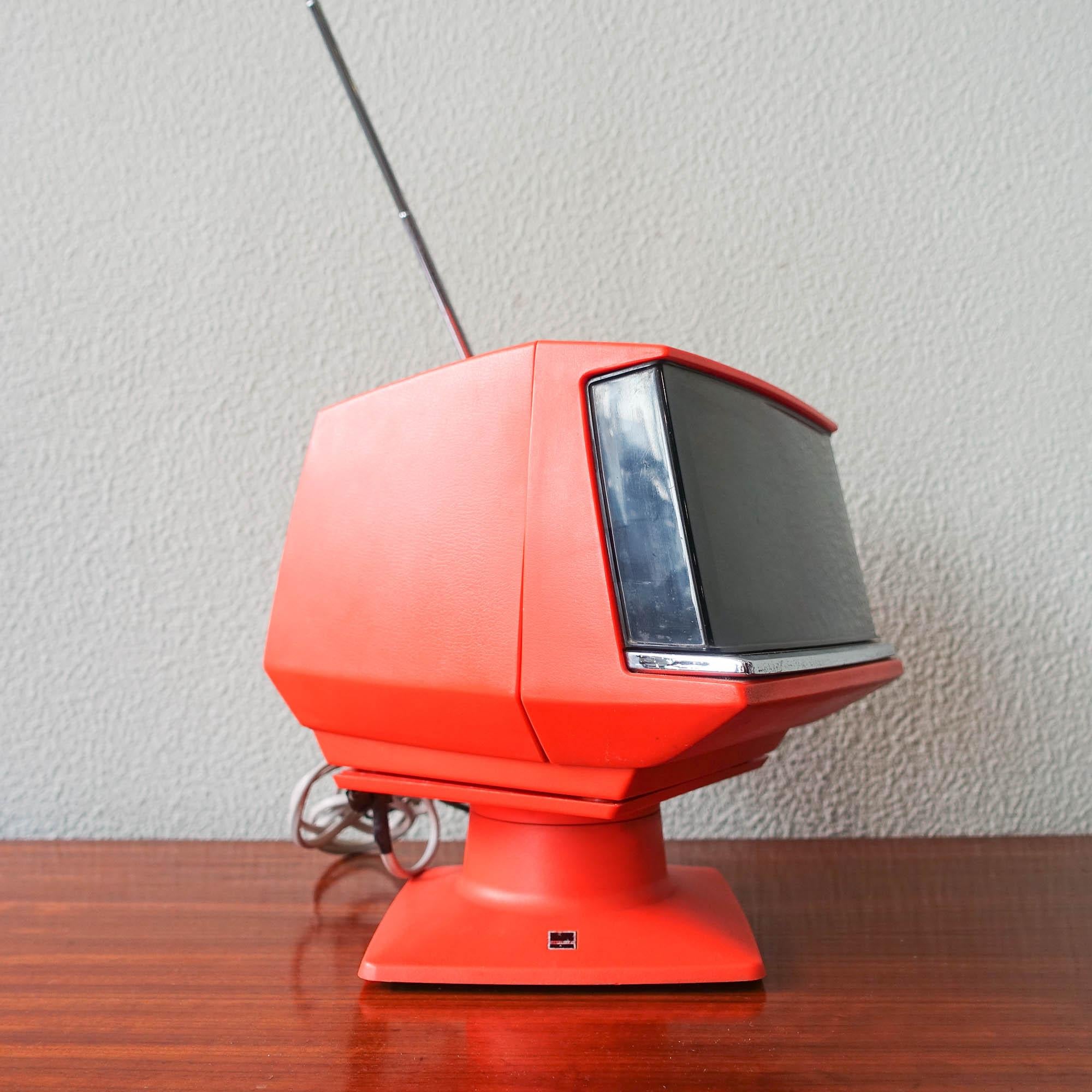 Vintage Orange Sharp 5P 12G Portable Würfel TV Space Age, 1970er Jahre (Japanisch) im Angebot