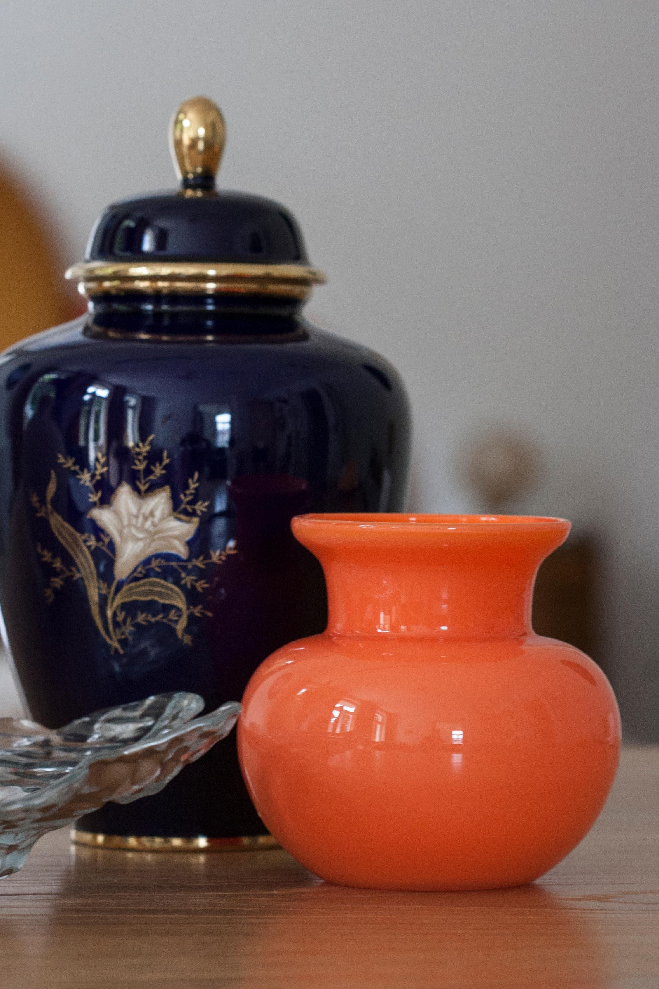 Mid-Century Modern Vintage Orange Small Vase, 20th Century, Europe, 1960s For Sale