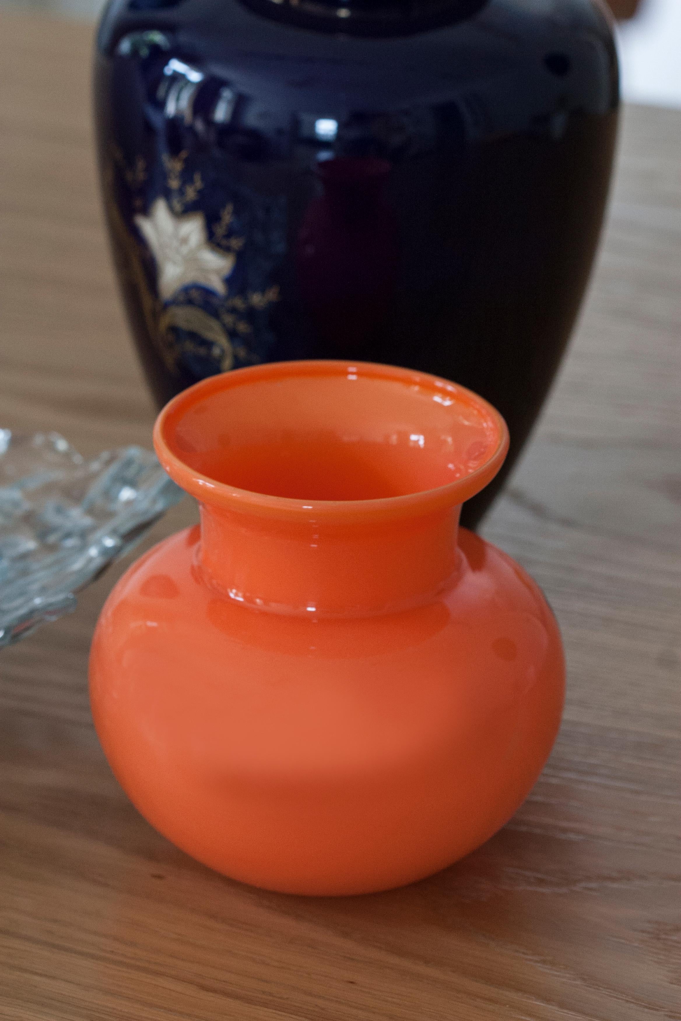Czech Vintage Orange Small Vase, 20th Century, Europe, 1960s For Sale