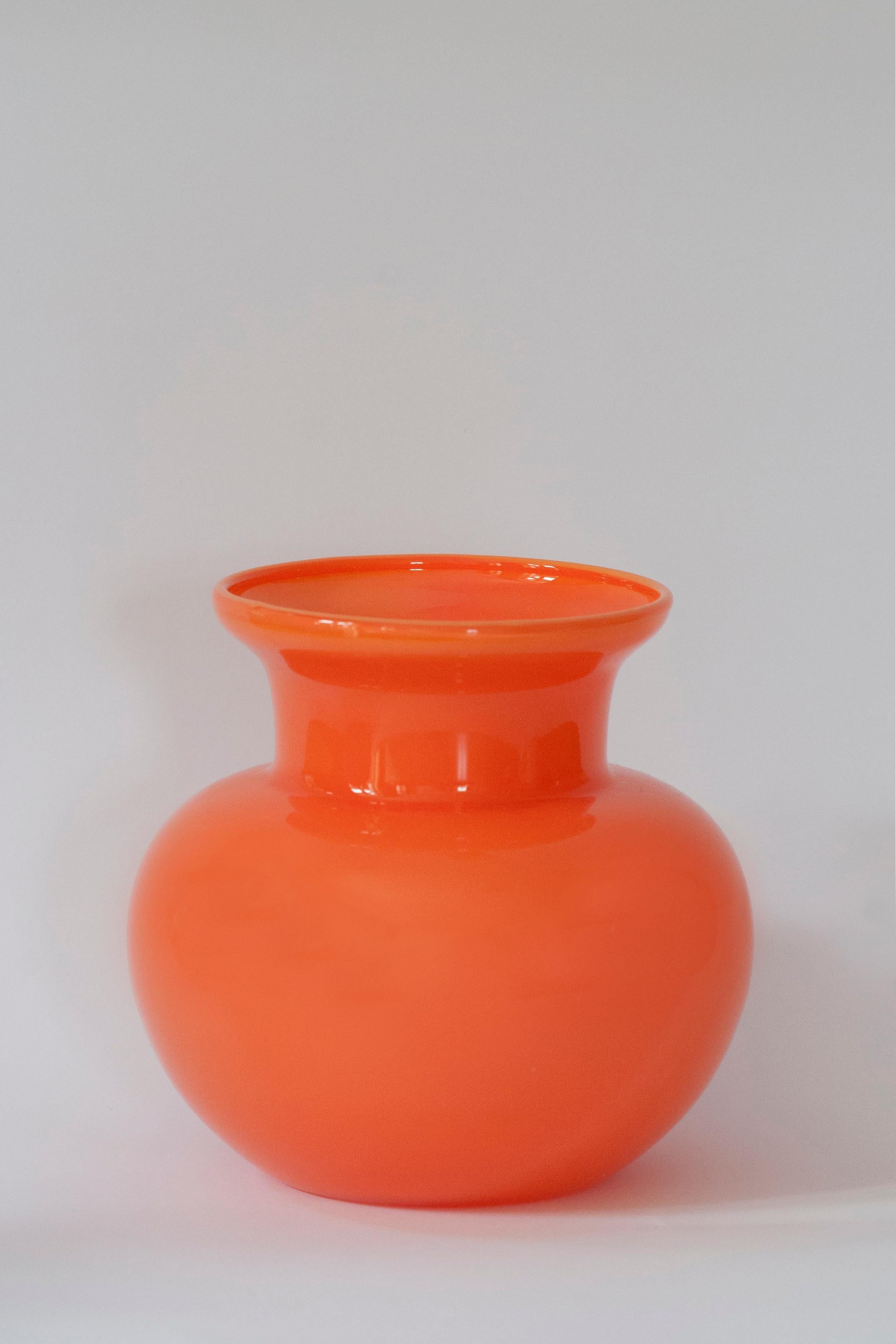 Glass Vintage Orange Small Vase, 20th Century, Europe, 1960s For Sale
