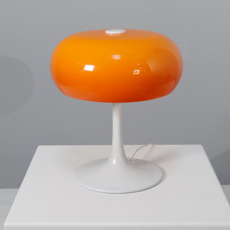 Lampe chromée et orange des années 1970 - France