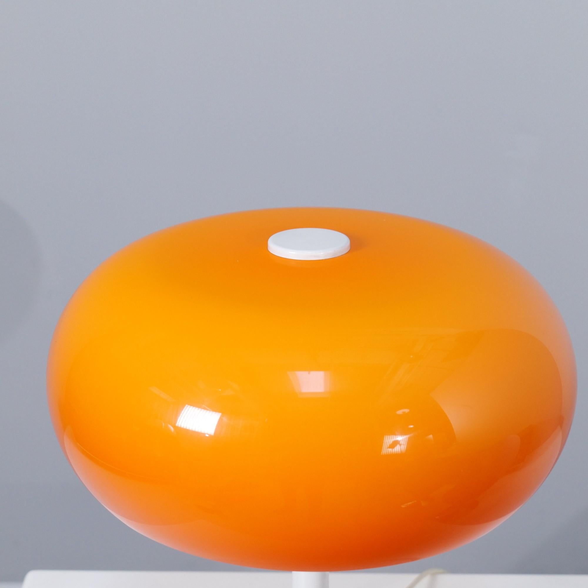 German Vintage Orange Space Age Table Mushroom Lamp, 1970s