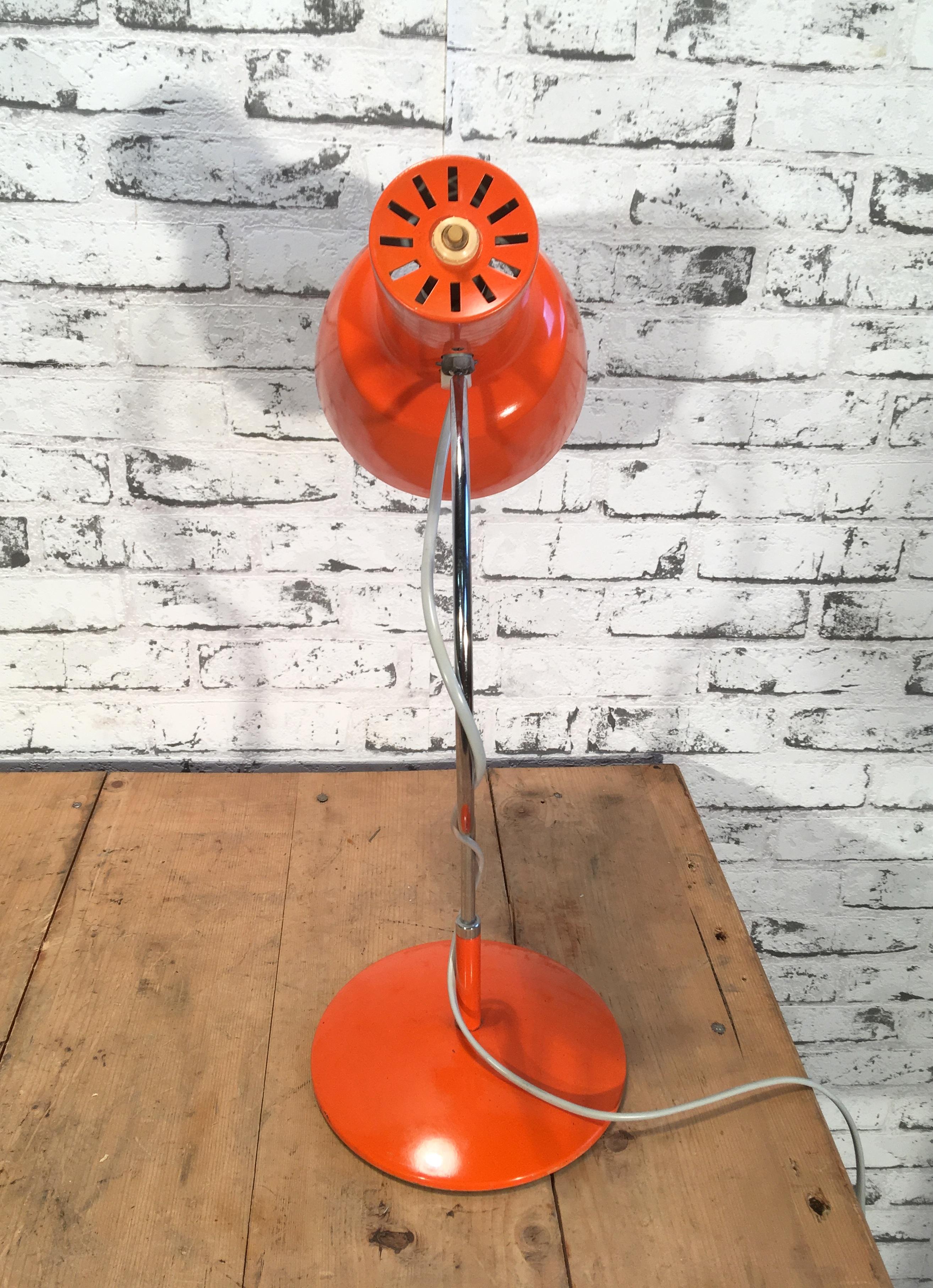 Industrial Vintage Orange Table Lamp by Josef Hurka for Napako