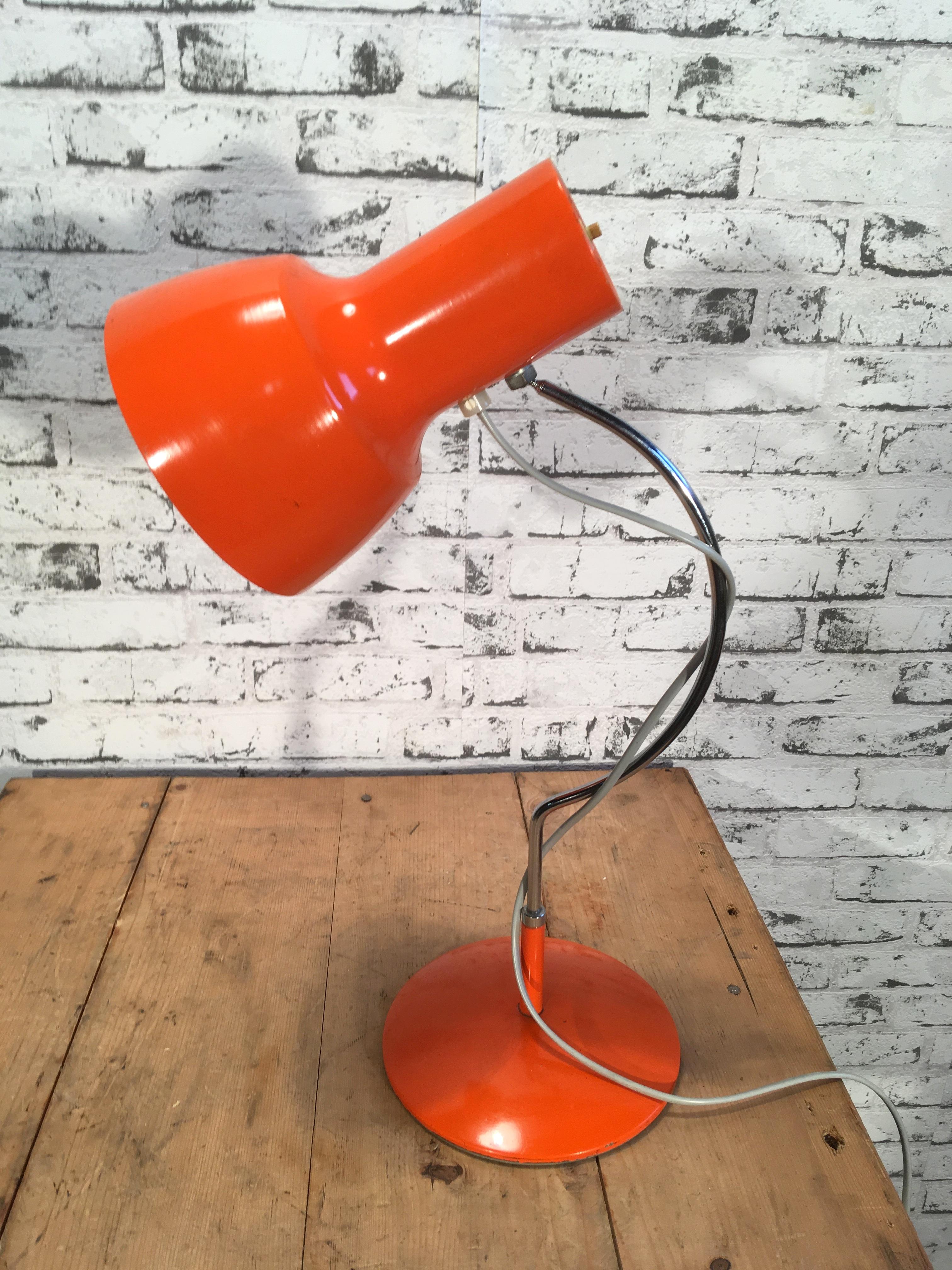 Vintage Orange Table Lamp by Josef Hurka for Napako In Good Condition In Kojetice, CZ