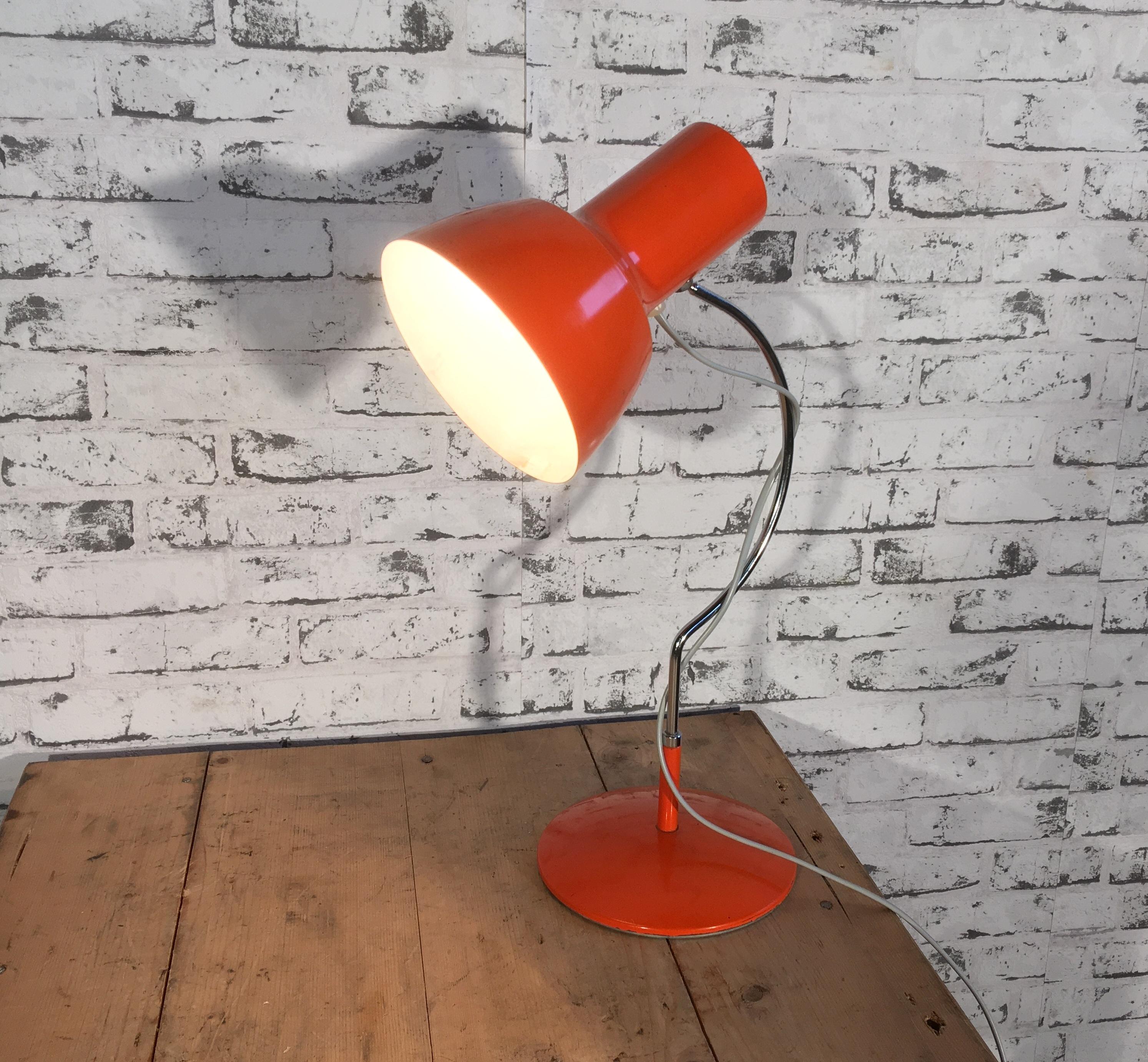 Aluminum Vintage Orange Table Lamp by Josef Hurka for Napako