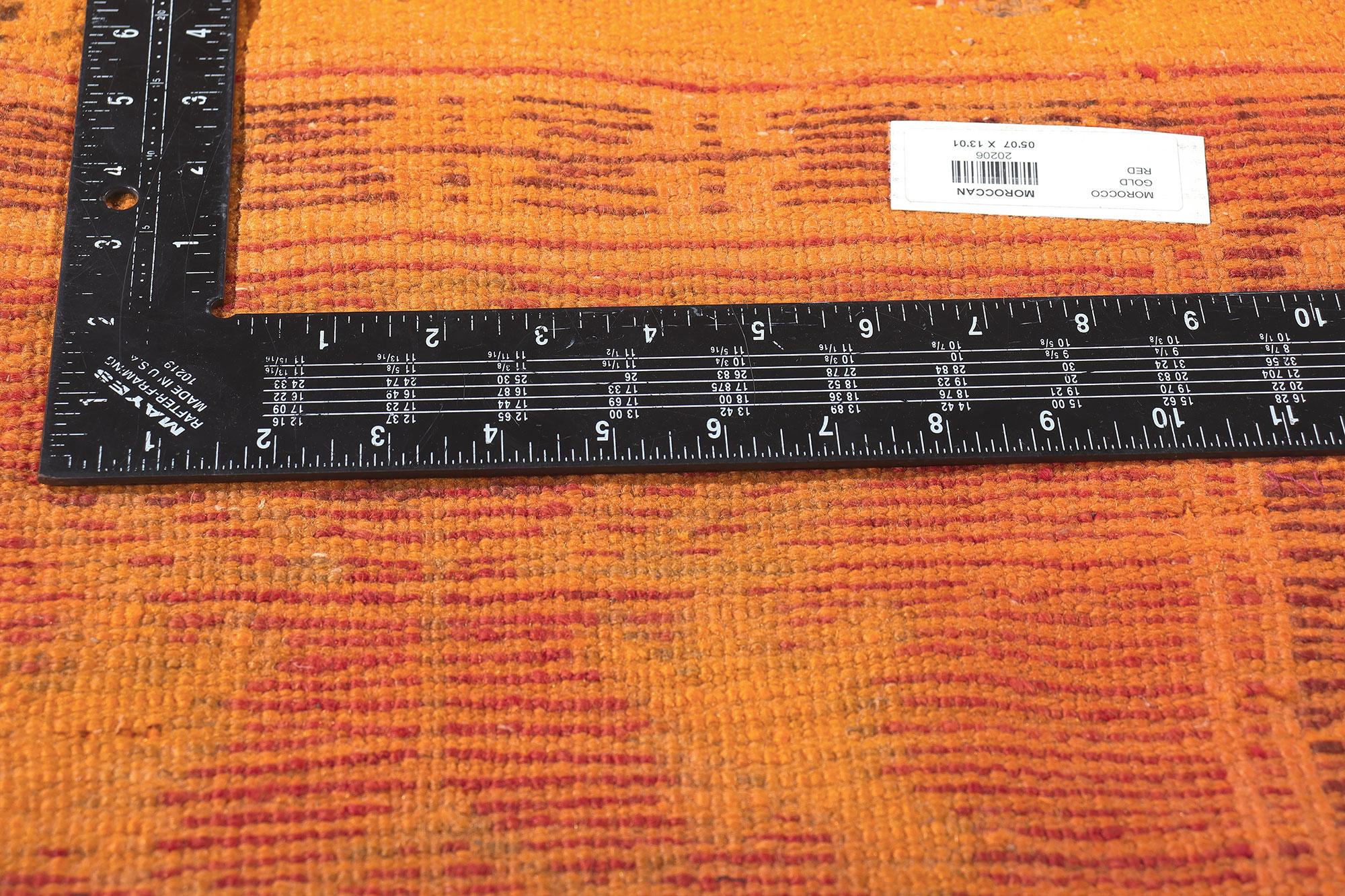 Wool Vintage Orange Taznakht Moroccan Rug, Mediterranean Meets Tribal Enchantment For Sale