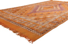 Vintage Orange Taznakht Moroccan Rug, Tribal Enchantment Meets Bold Bohemian
