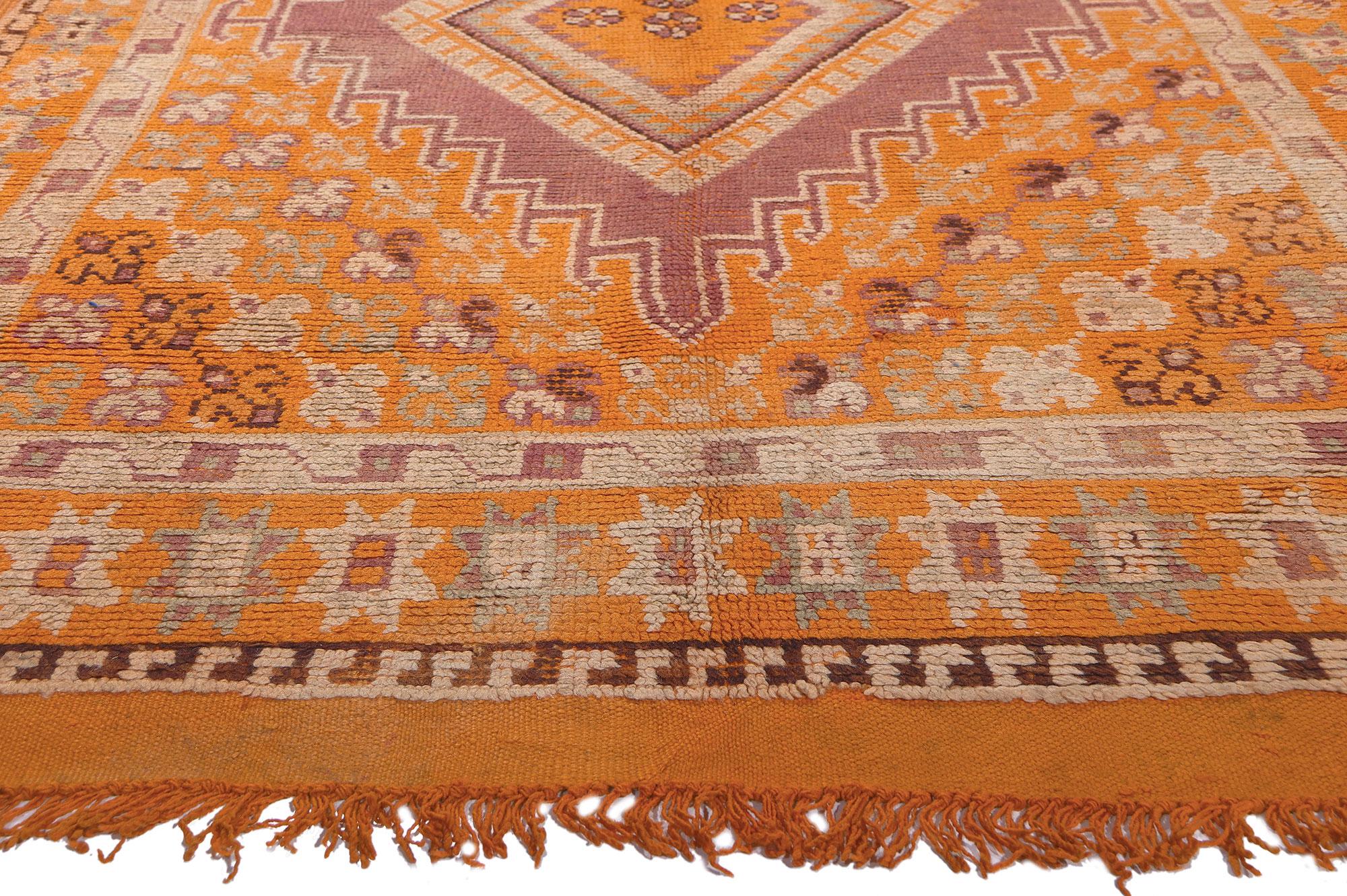 Vintage Orange Taznakht Moroccan Rug, Tribal Enchantment Meets Bold Bohemian In Good Condition For Sale In Dallas, TX