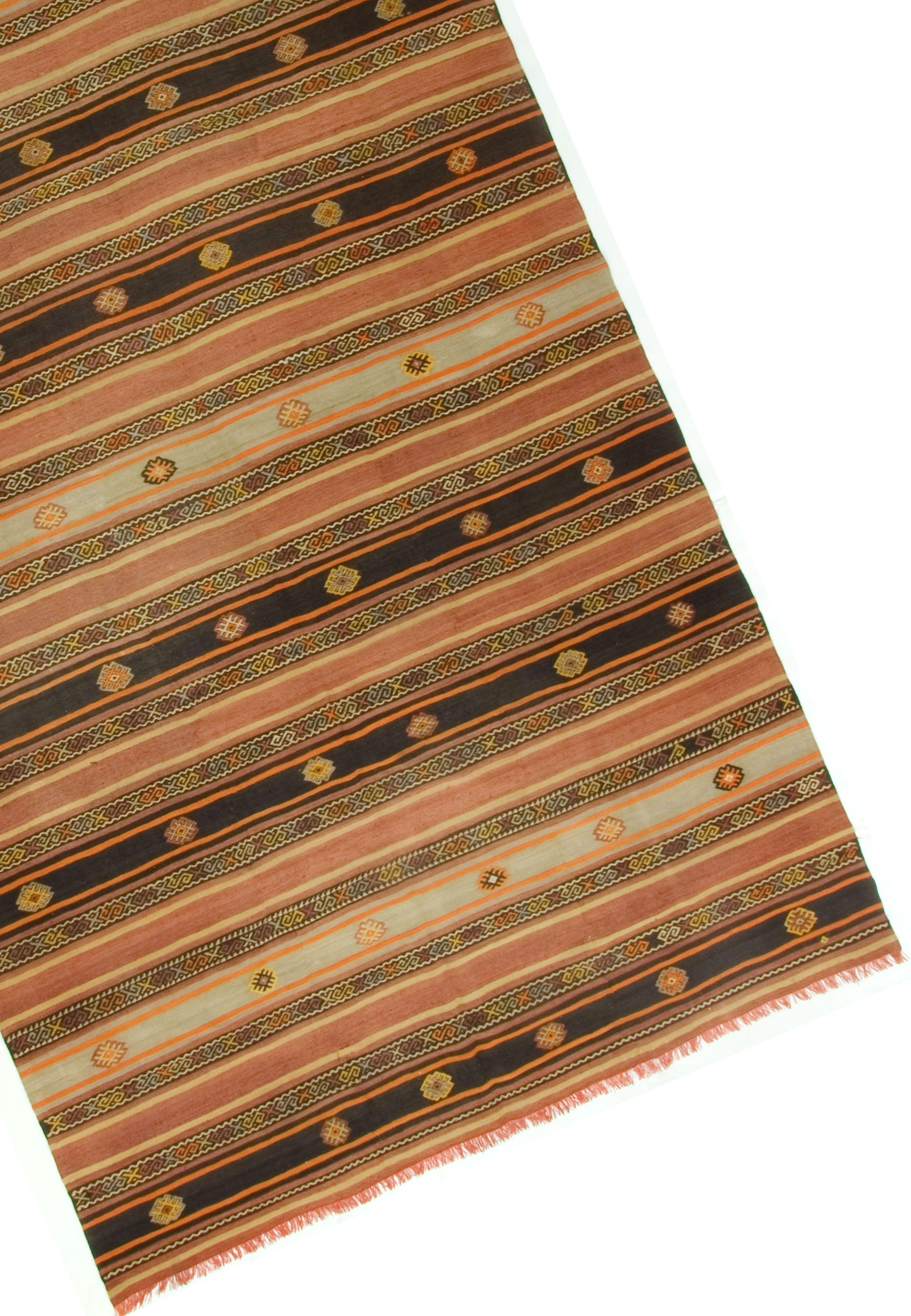 Vintage Orange Türkisch Handgewebter Kelim, 6'3 x 11'7 (20. Jahrhundert) im Angebot