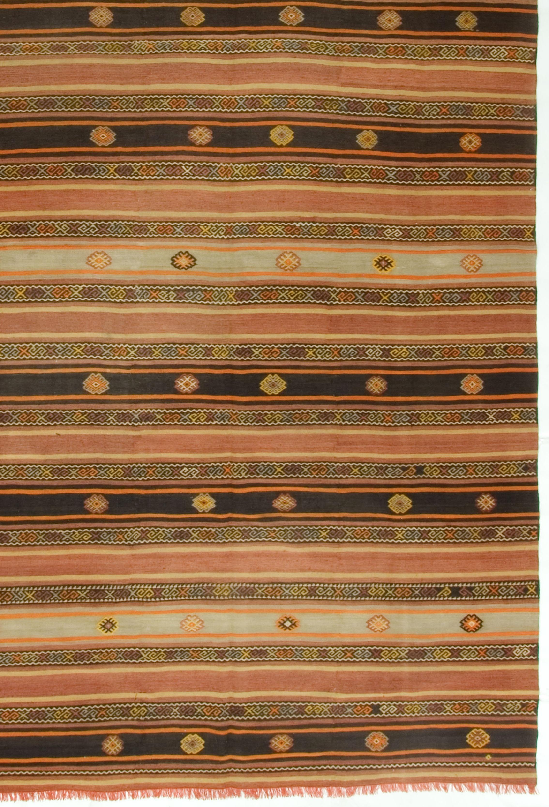 Vintage Orange Türkisch Handgewebter Kelim, 6'3 x 11'7 im Angebot 2