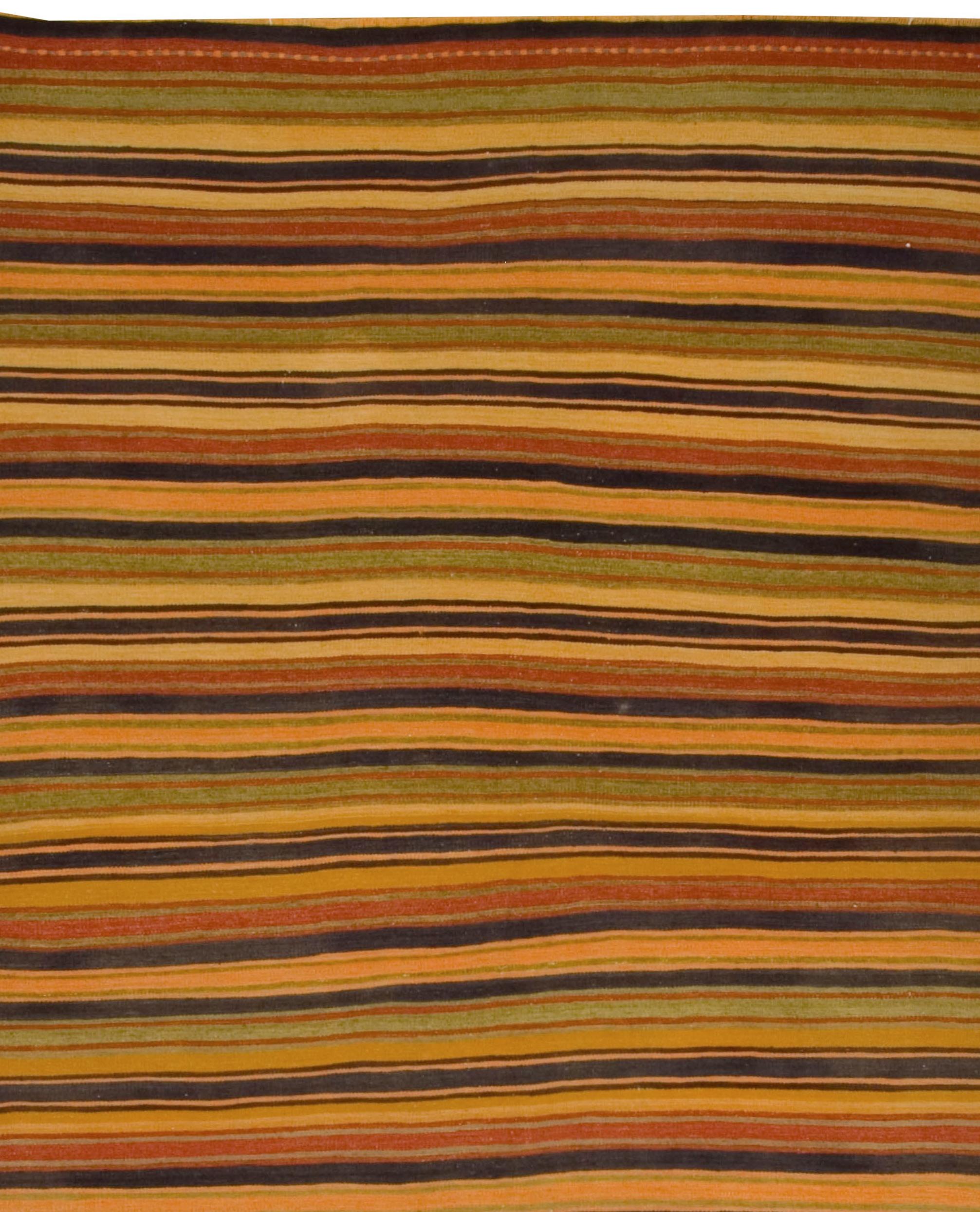 Vintage By  Orange Türkischer Kilim Teppich 5'7 X 10'8 (Handgewebt) im Angebot