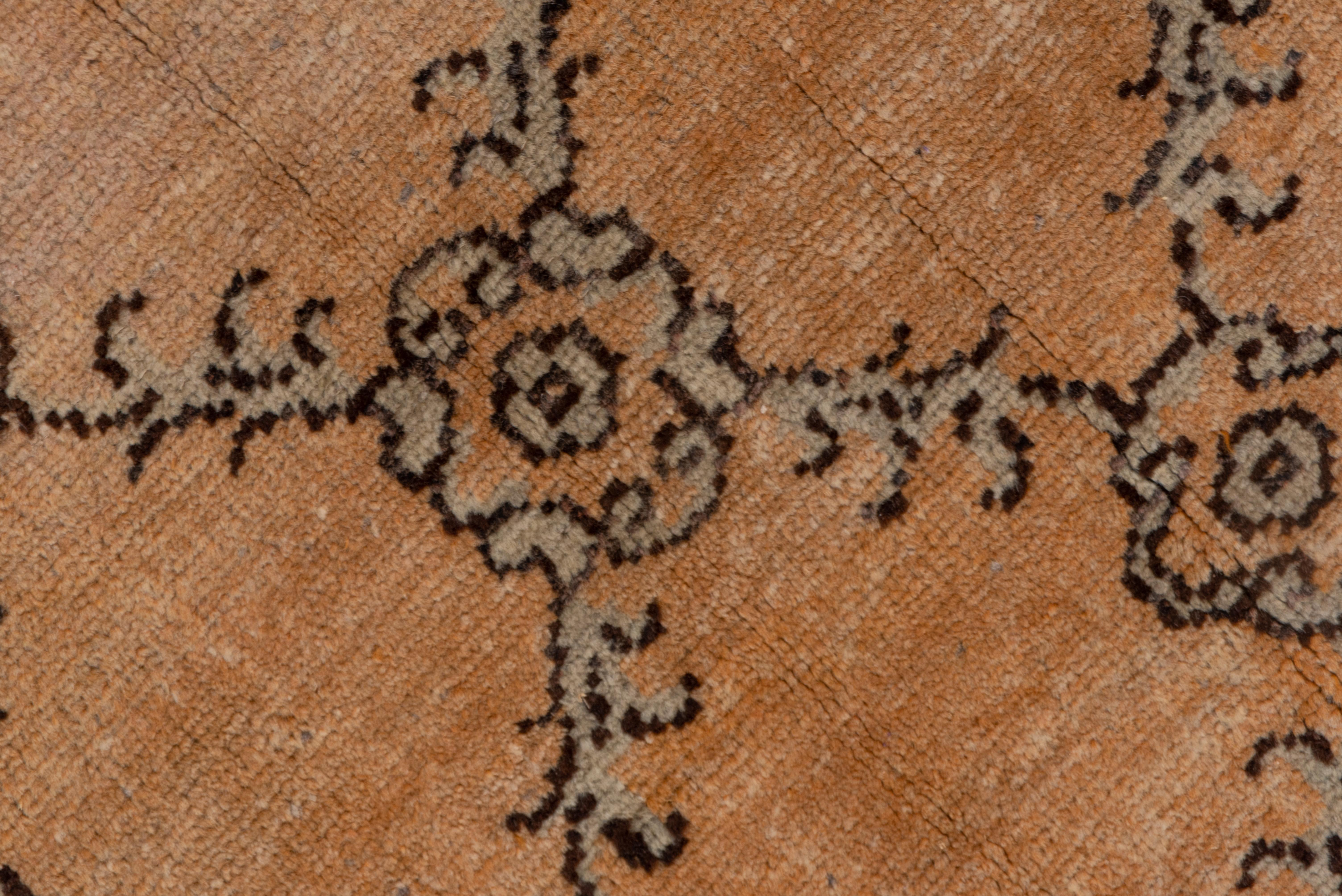 Hand-Knotted Vintage Orange Turkish Konya Gallery Carpet, Orange Field For Sale