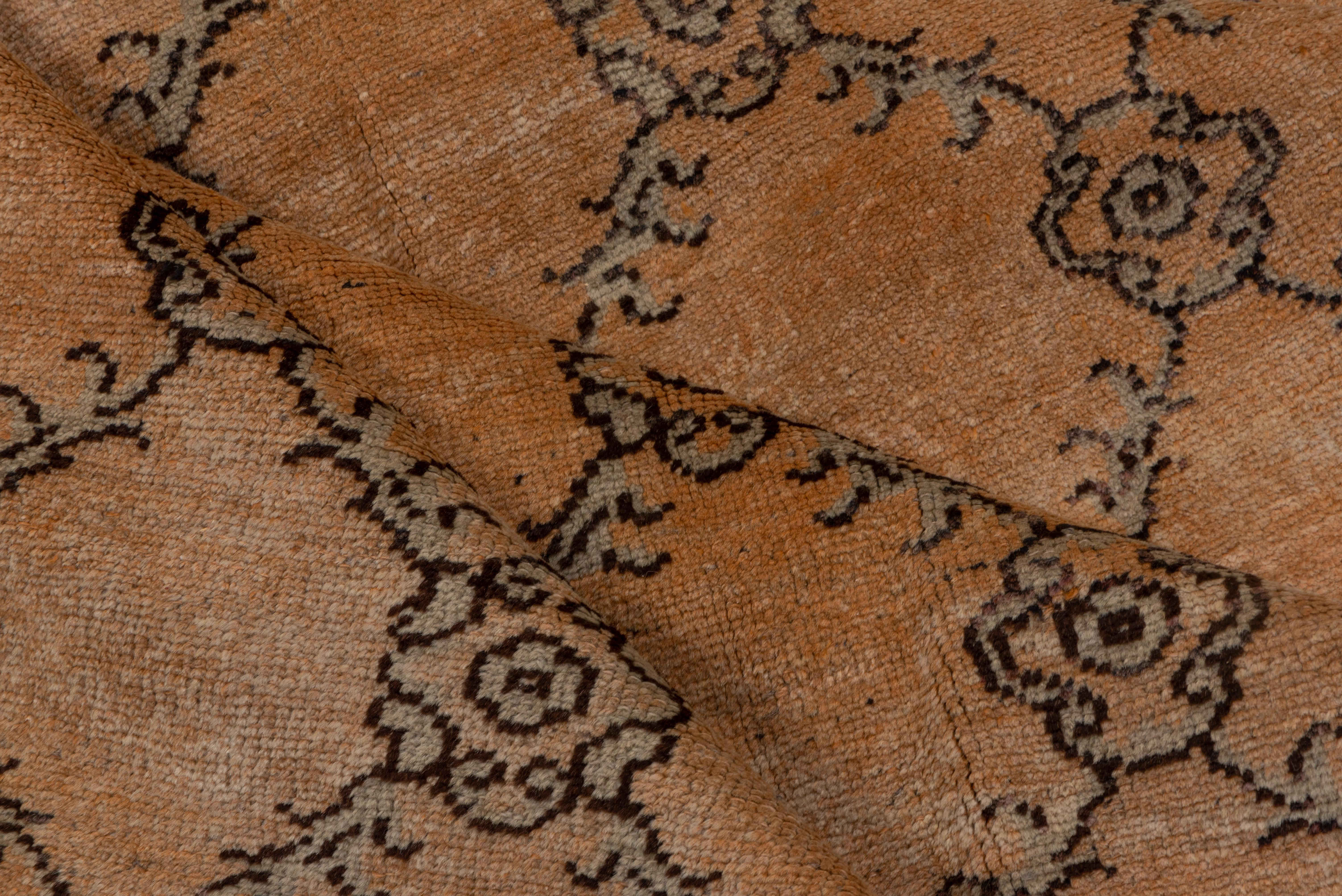 Vintage Orange Turkish Konya Gallery Carpet, Orange Field In Good Condition For Sale In New York, NY