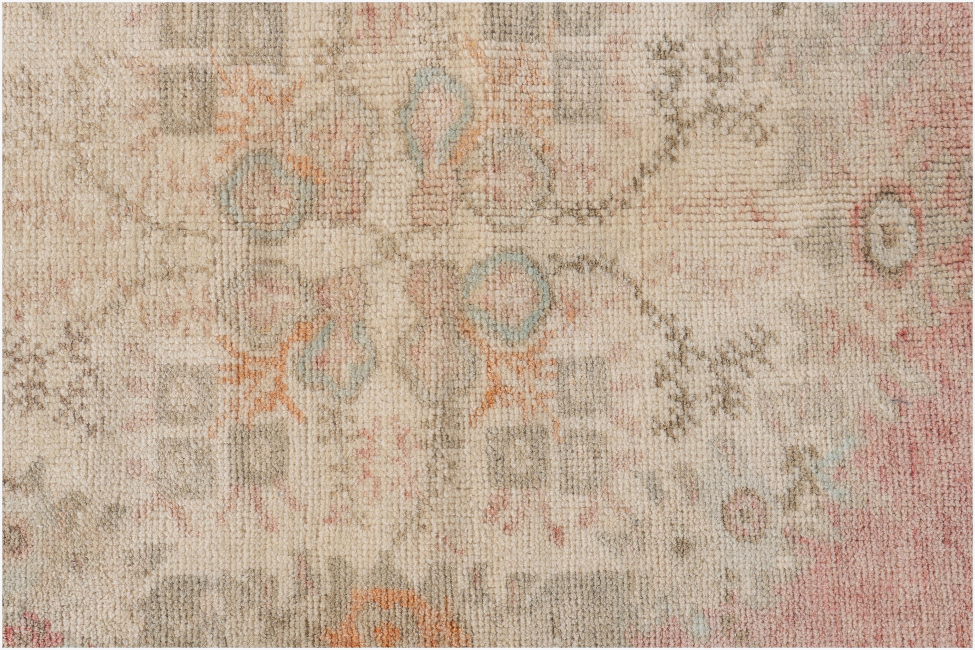 Vintage Orange Turkish Oushak Area Rug 3'4 X 5'1 For Sale 4