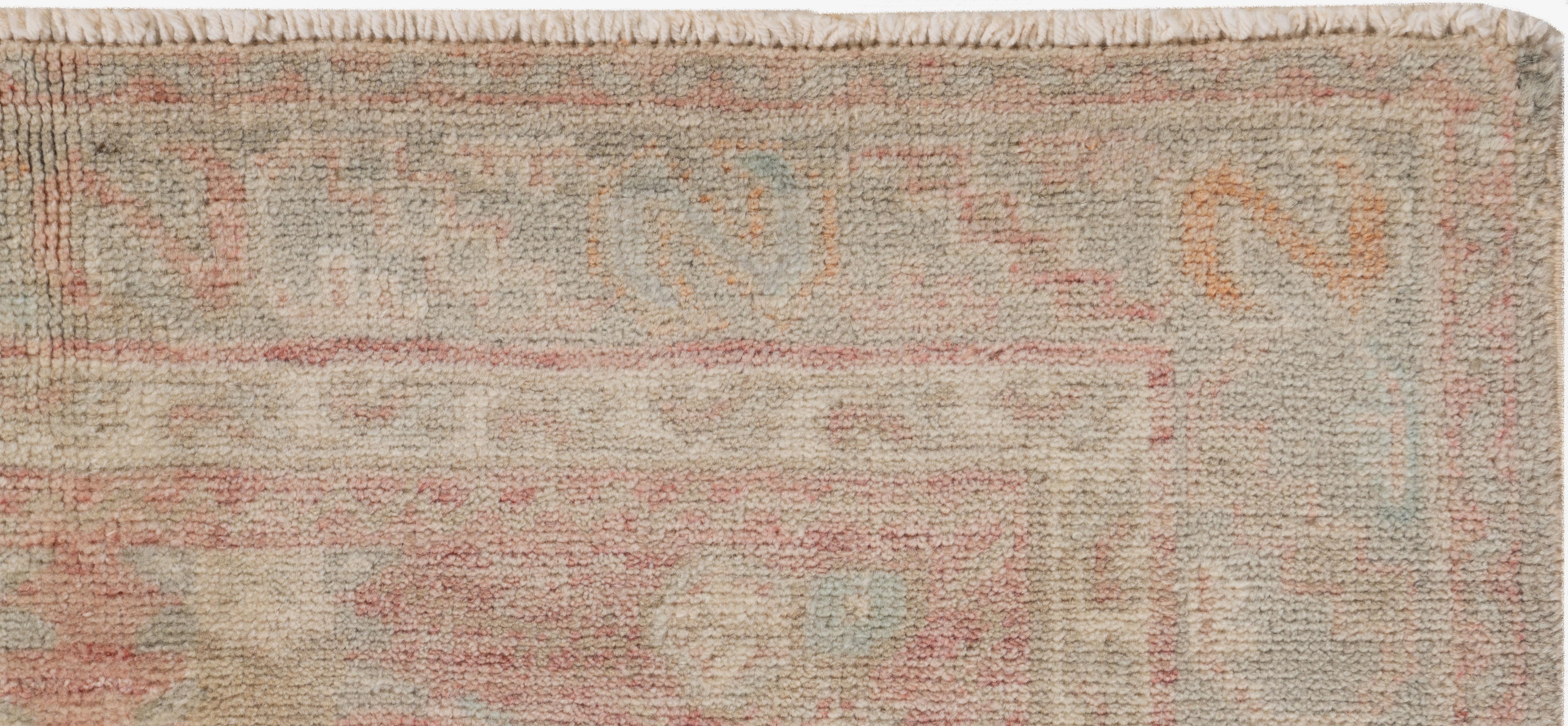 Hand-Woven Vintage Orange Turkish Oushak Area Rug 3'4 X 5'1 For Sale