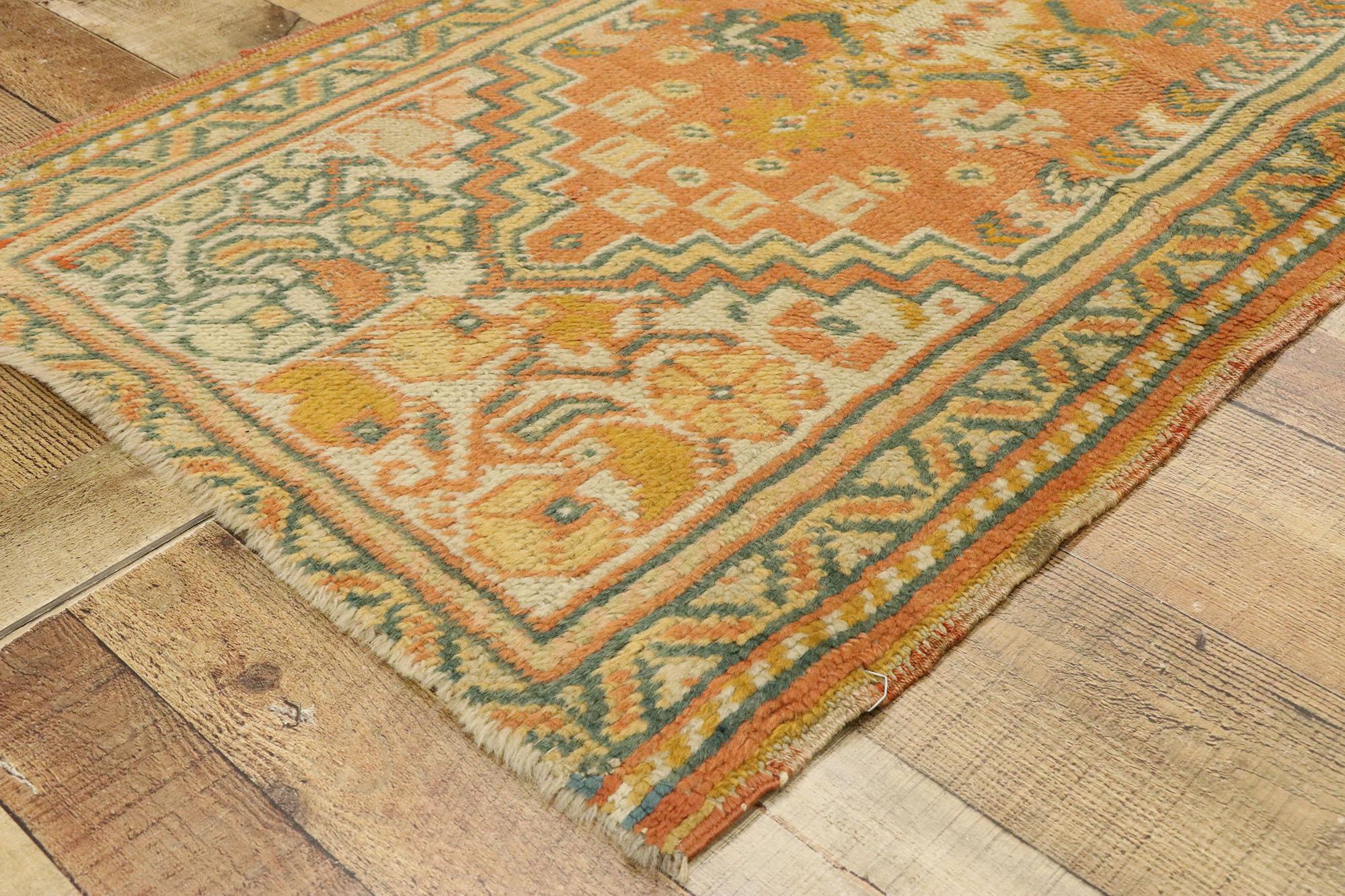 Wool Vintage Orange Turkish Oushak Rug For Sale