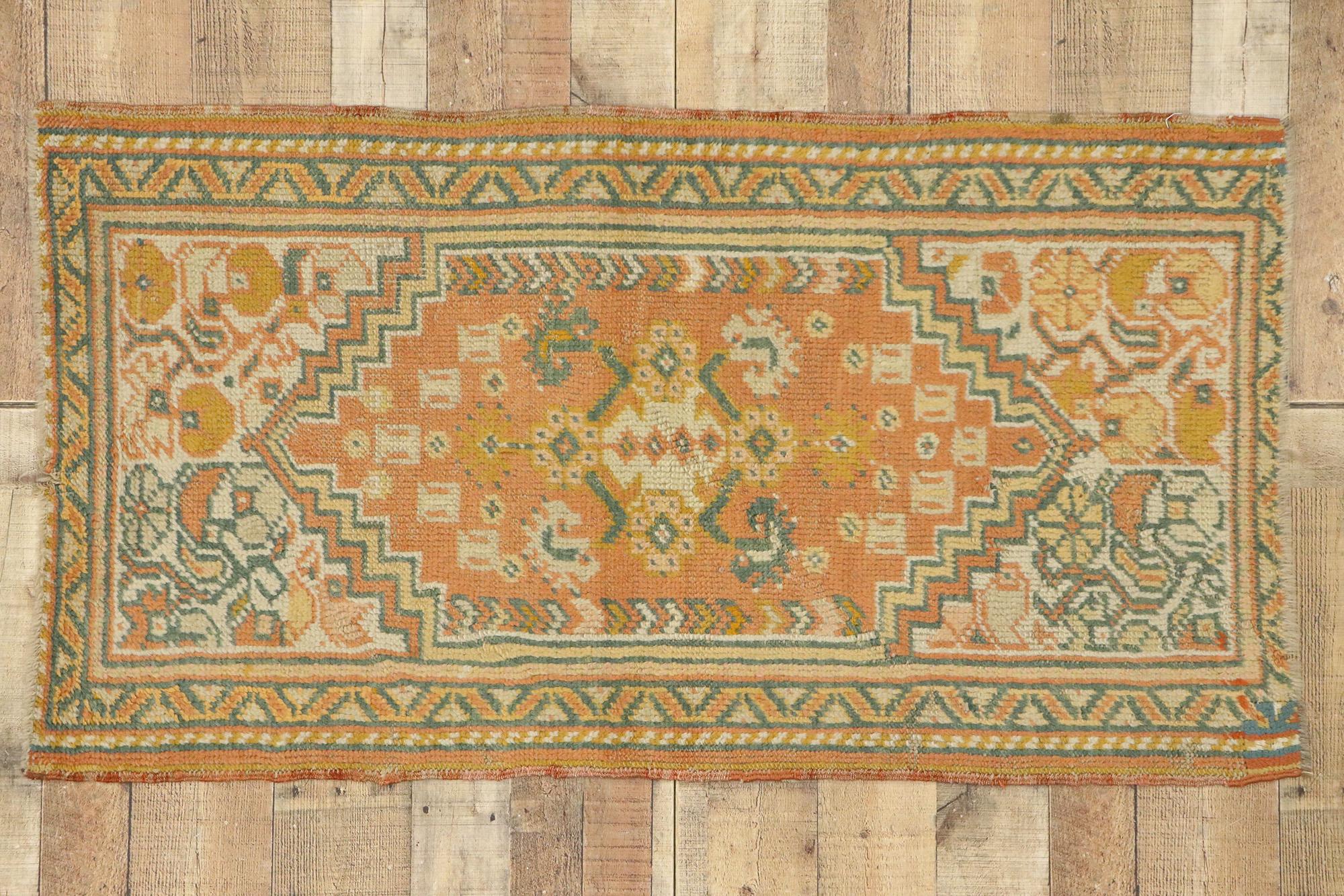 Vintage Orange Turkish Oushak Rug For Sale 2