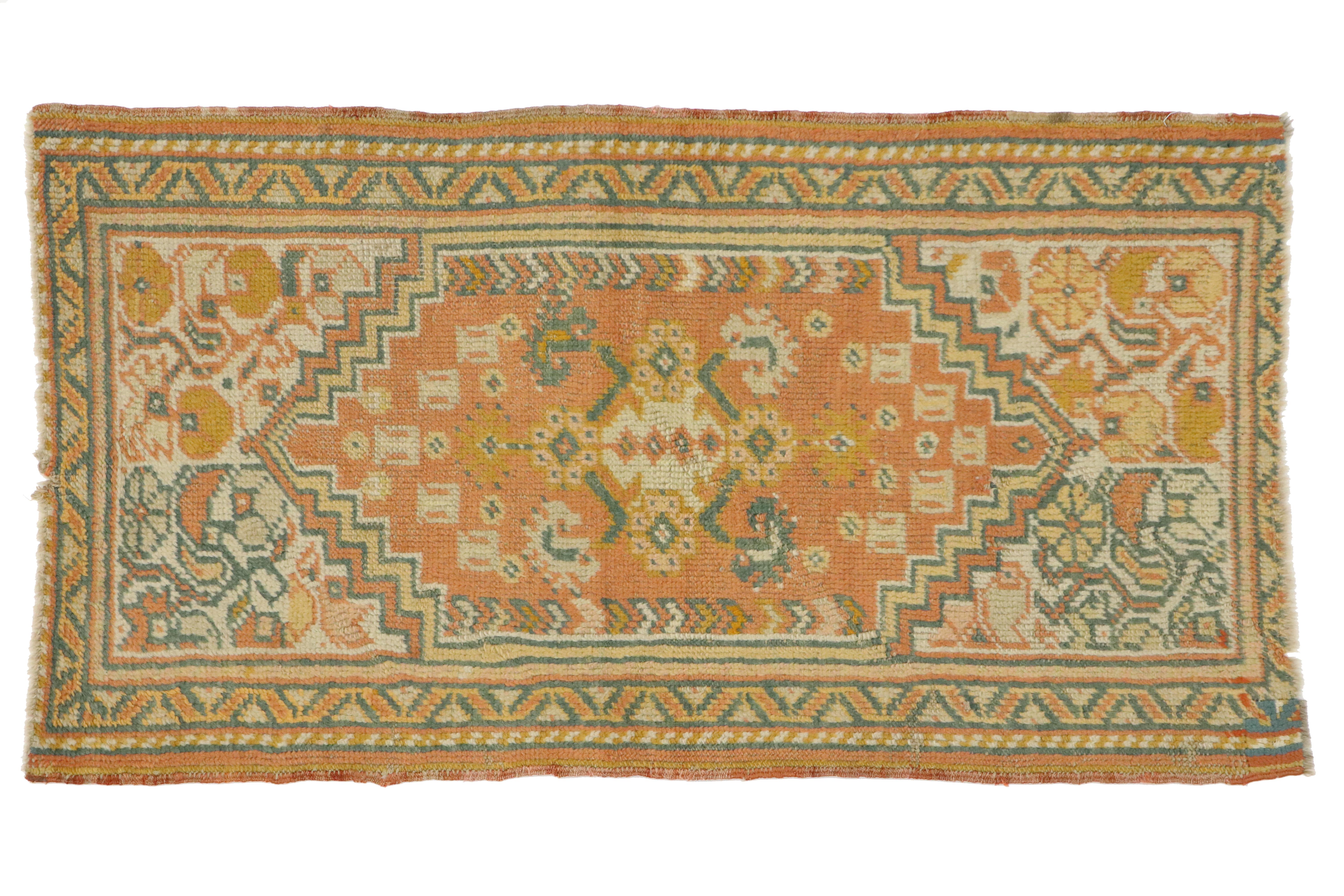 Vintage Orange Turkish Oushak Rug For Sale 3