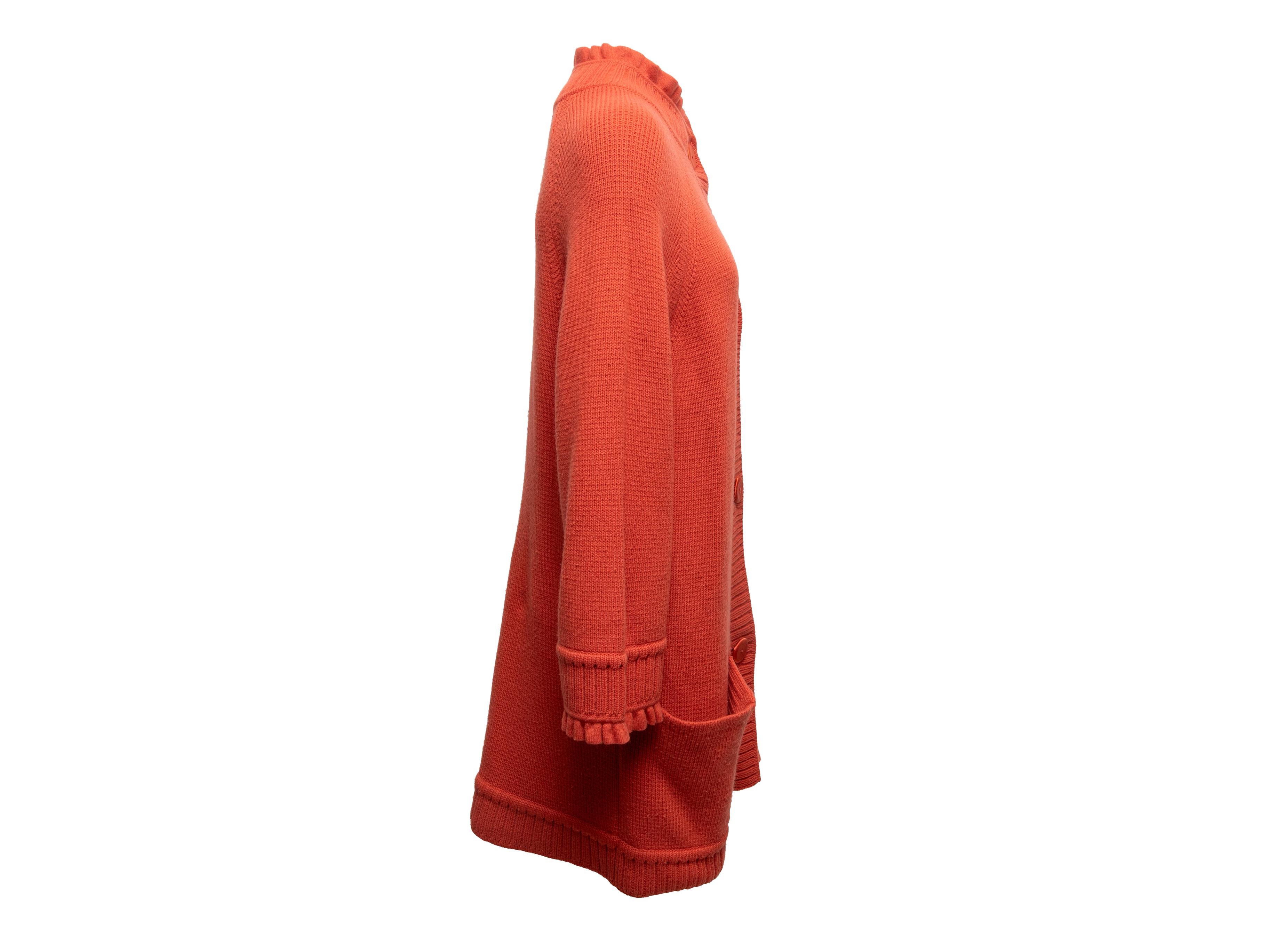 Vintage Orange Valentino Virgin Wool & Cashmere-Blend Cardigan Size US M In Good Condition In New York, NY