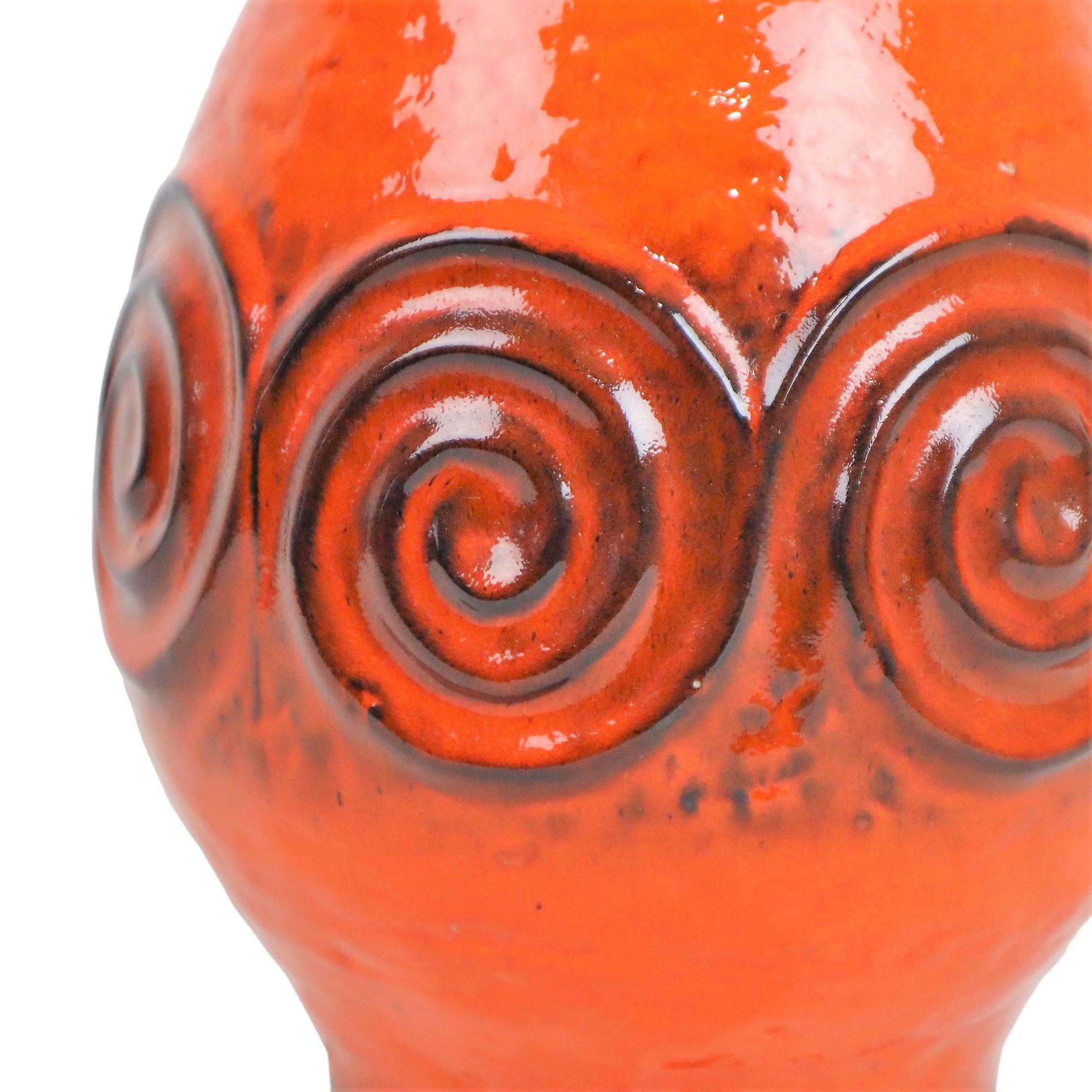 Vernissé Vase orange Jasba Allemagne de l'Ouest poterie rétro 322 11-28 en vente