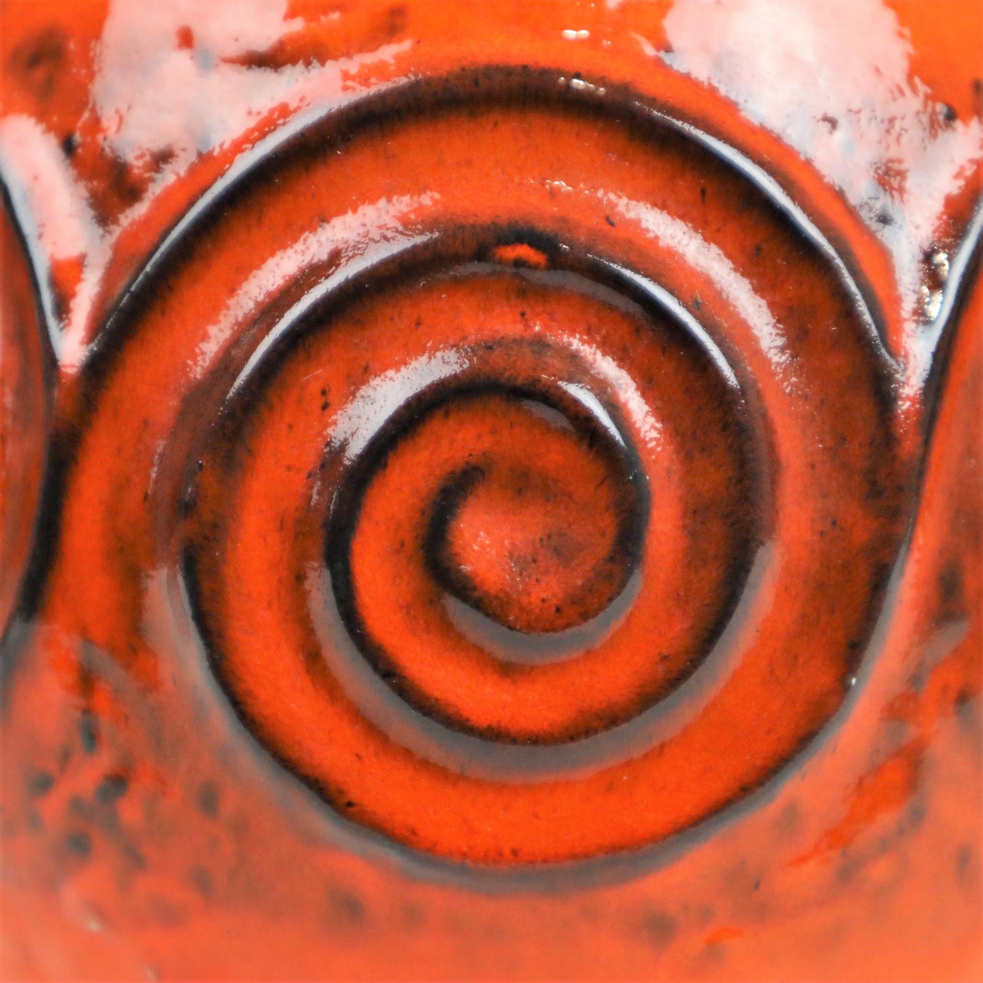 Vase orange Jasba Allemagne de l'Ouest poterie rétro 322 11-28 en vente 2