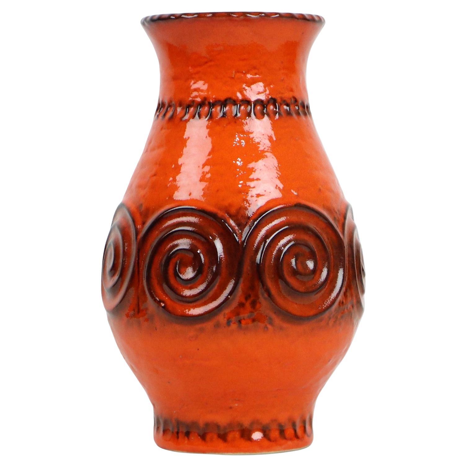 Vase orange Jasba Allemagne de l'Ouest poterie rétro 322 11-28