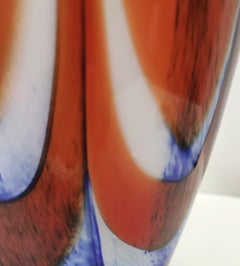 Vintage Orange, White and Blue Murano Glass Vase Ascribable to Carlo Moretti