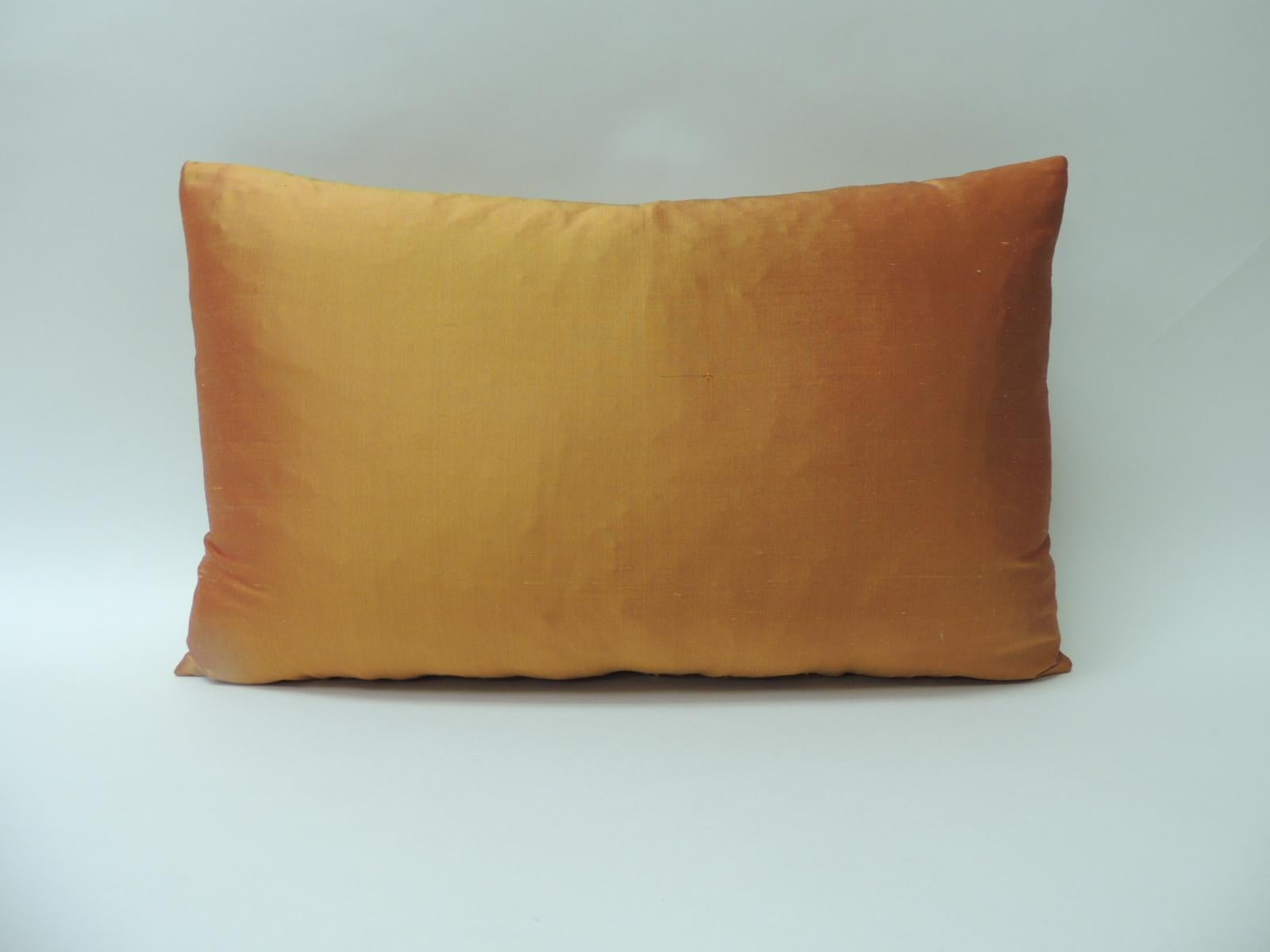 Vintage Orange Woven Japanese Obi Decorative Bolster Pillow In Good Condition In Oakland Park, FL