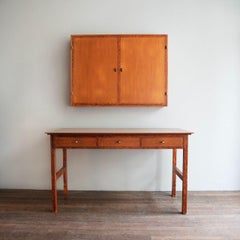 Vintage Oregon Pine & Brass Vanity Unit, Denmark, 1960s