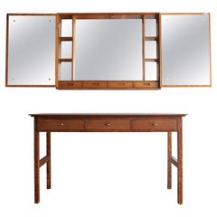 Retro Oregon Pine & Brass Vanity Unit, Denmark, 1960s