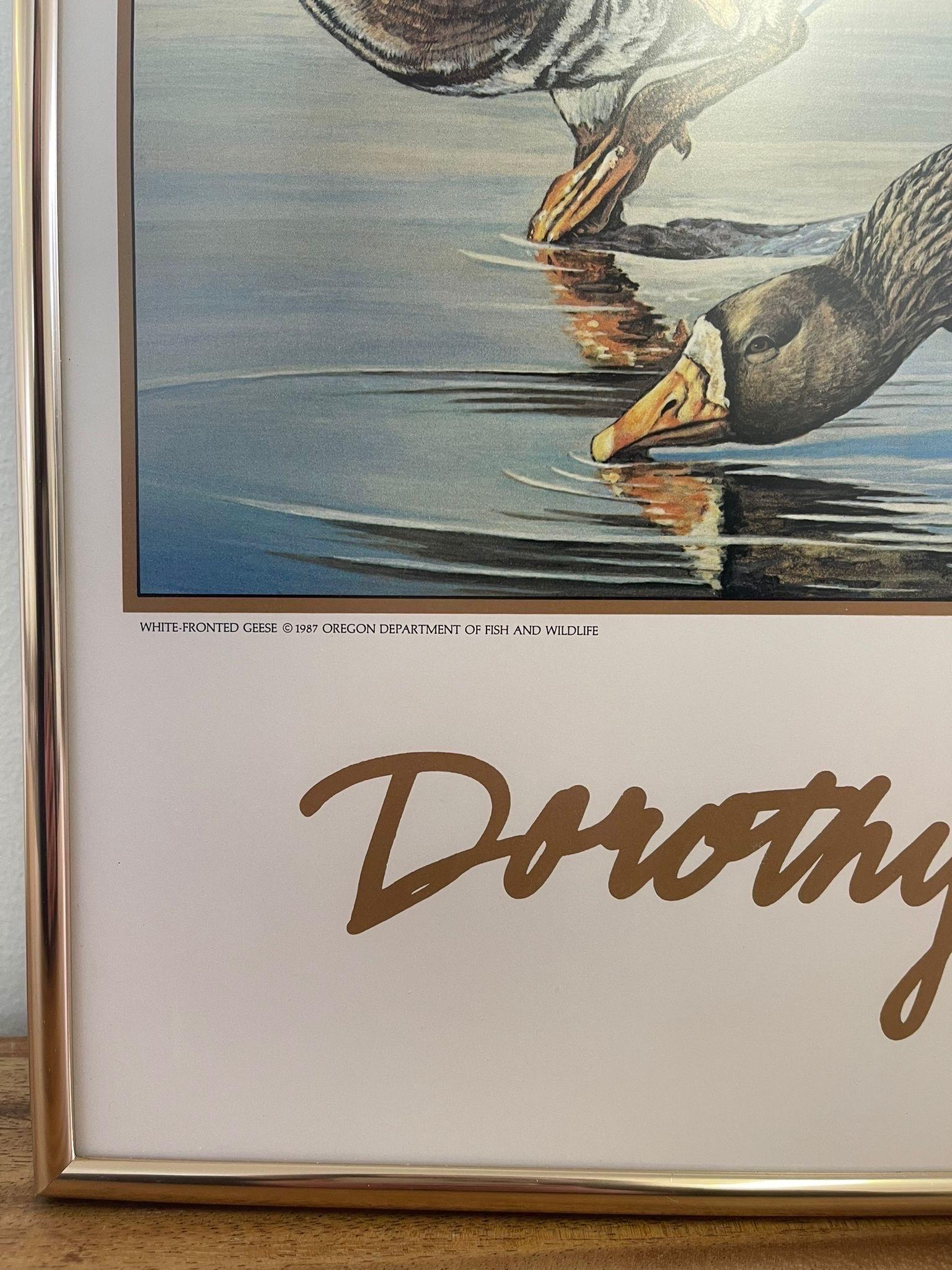 Late 20th Century Vintage Oregon Waterfowl Print by Dorathy Smith. For Sale