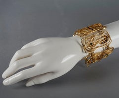 Vintage ORENA PARIS Jewelled Abstract Wire Link Cuff Bracelet